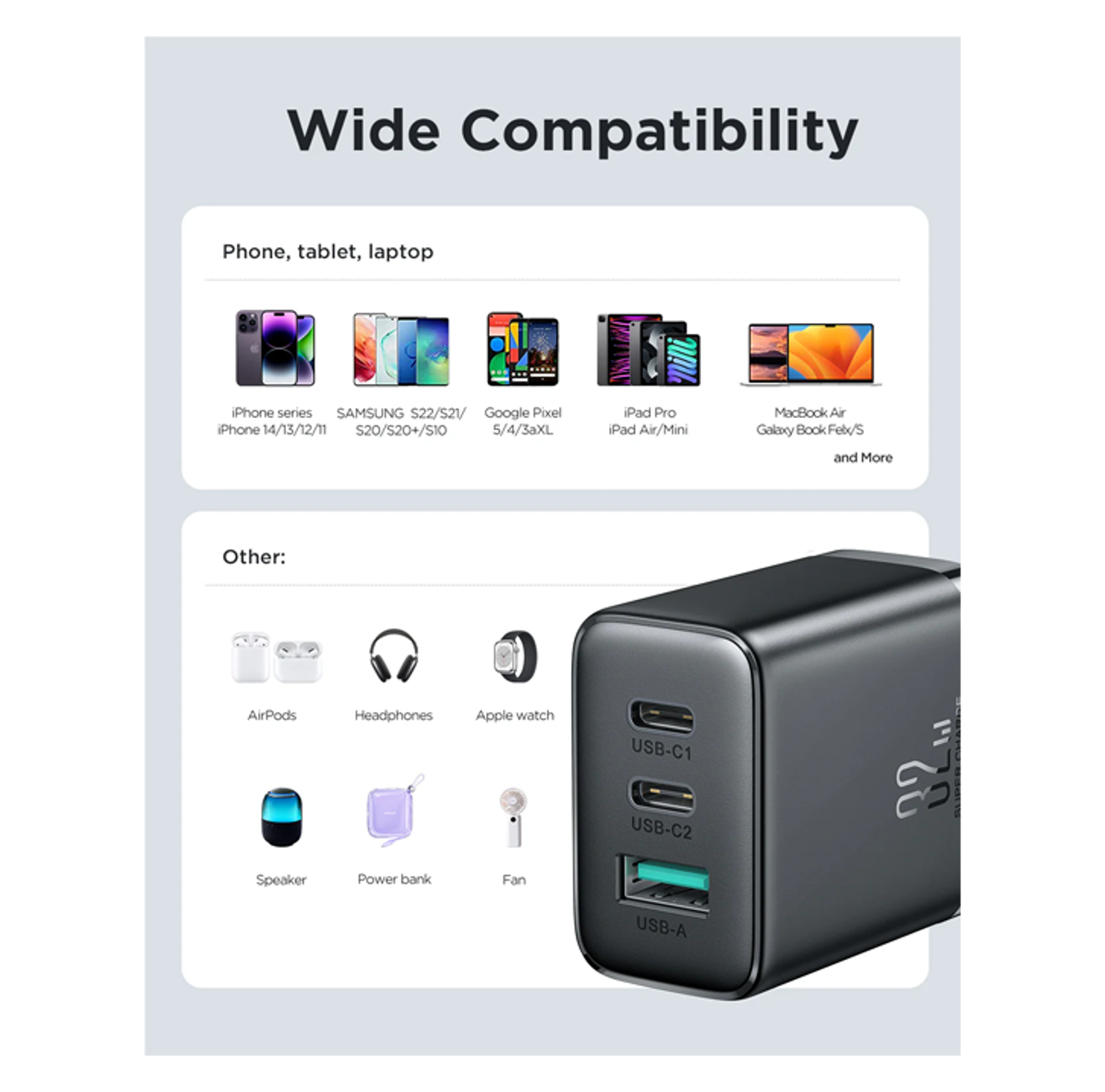 جويروم شاحن TCF10 السريع بثلاثة منافذ - أفضل سعر