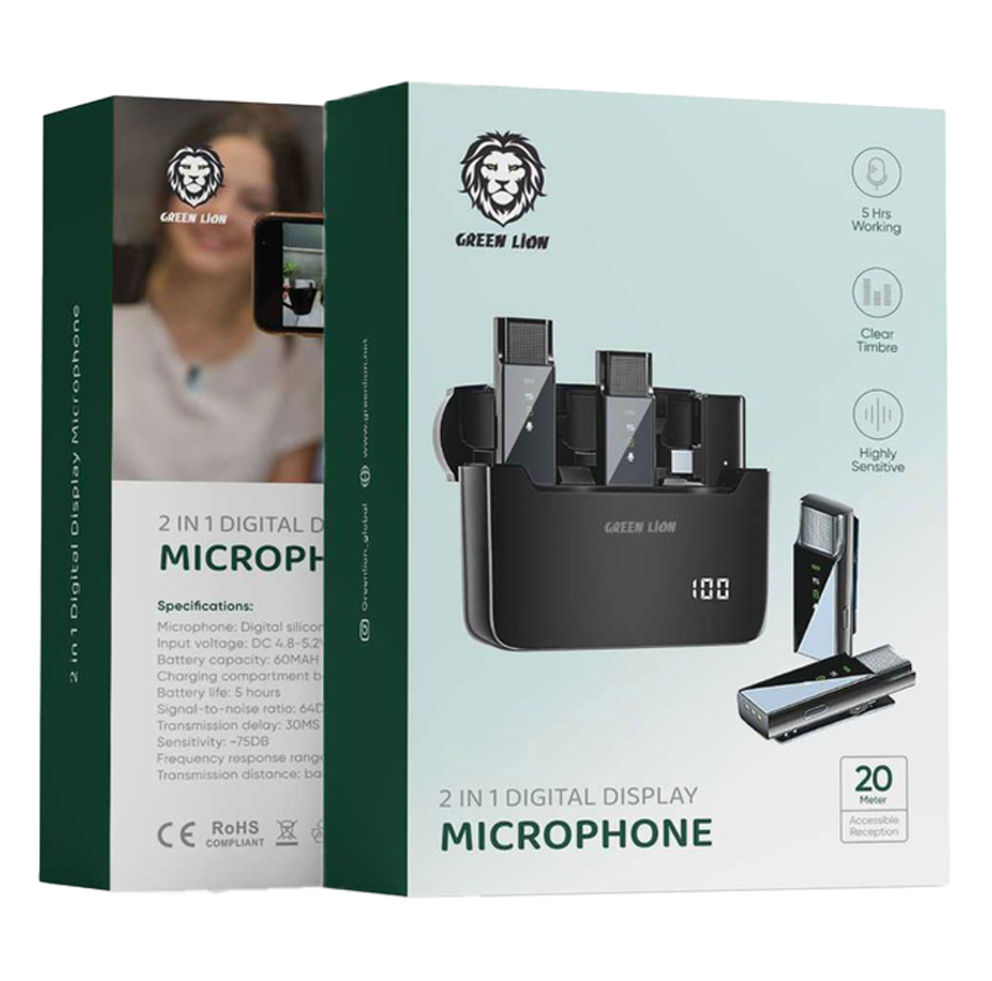 Green Lion 2 in 1 Digital Display Microphone (Lightning) - Best Prices