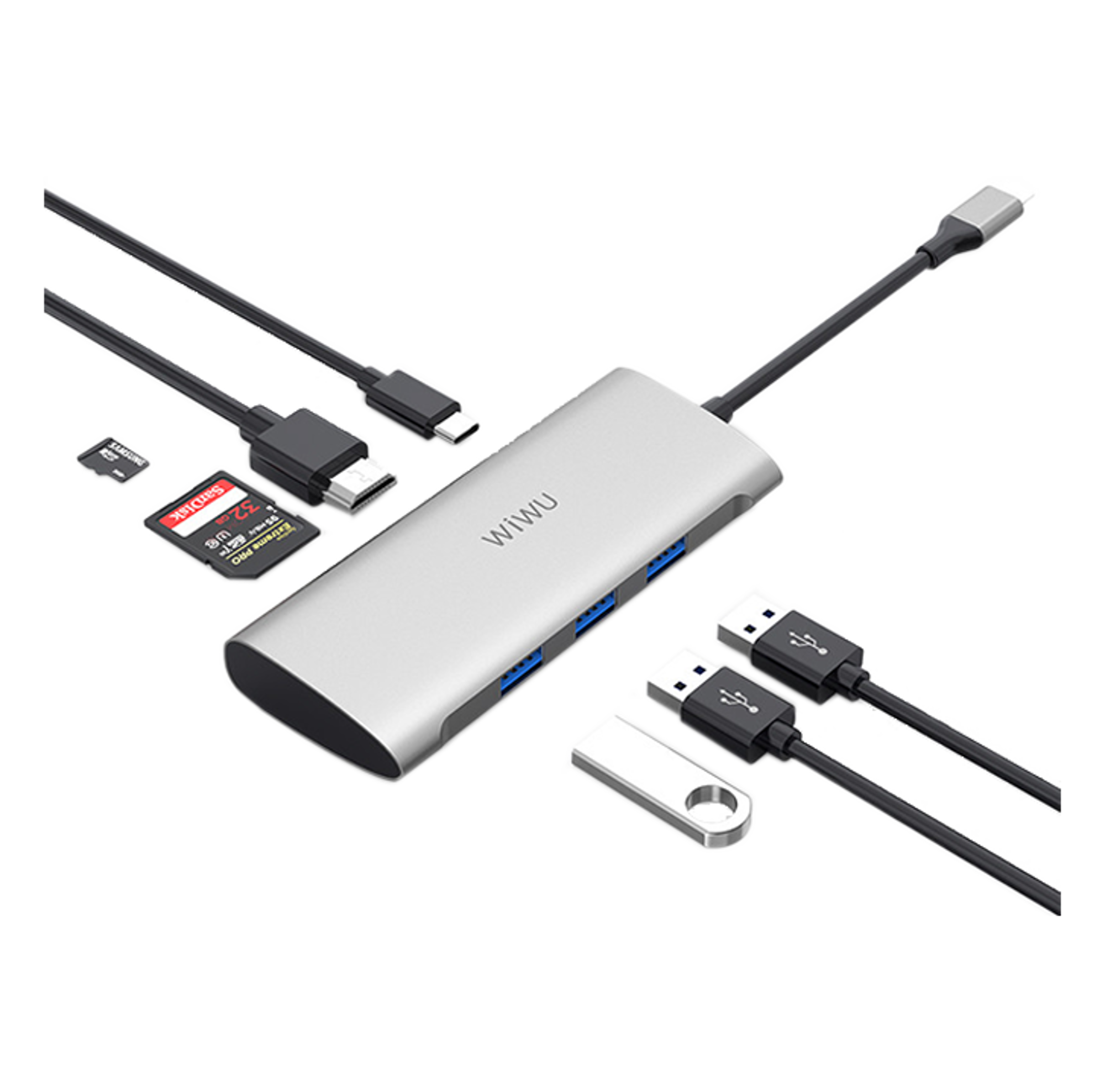 WiWU Alpha 731HP 7 in 1 Multiport Adapter Type-C