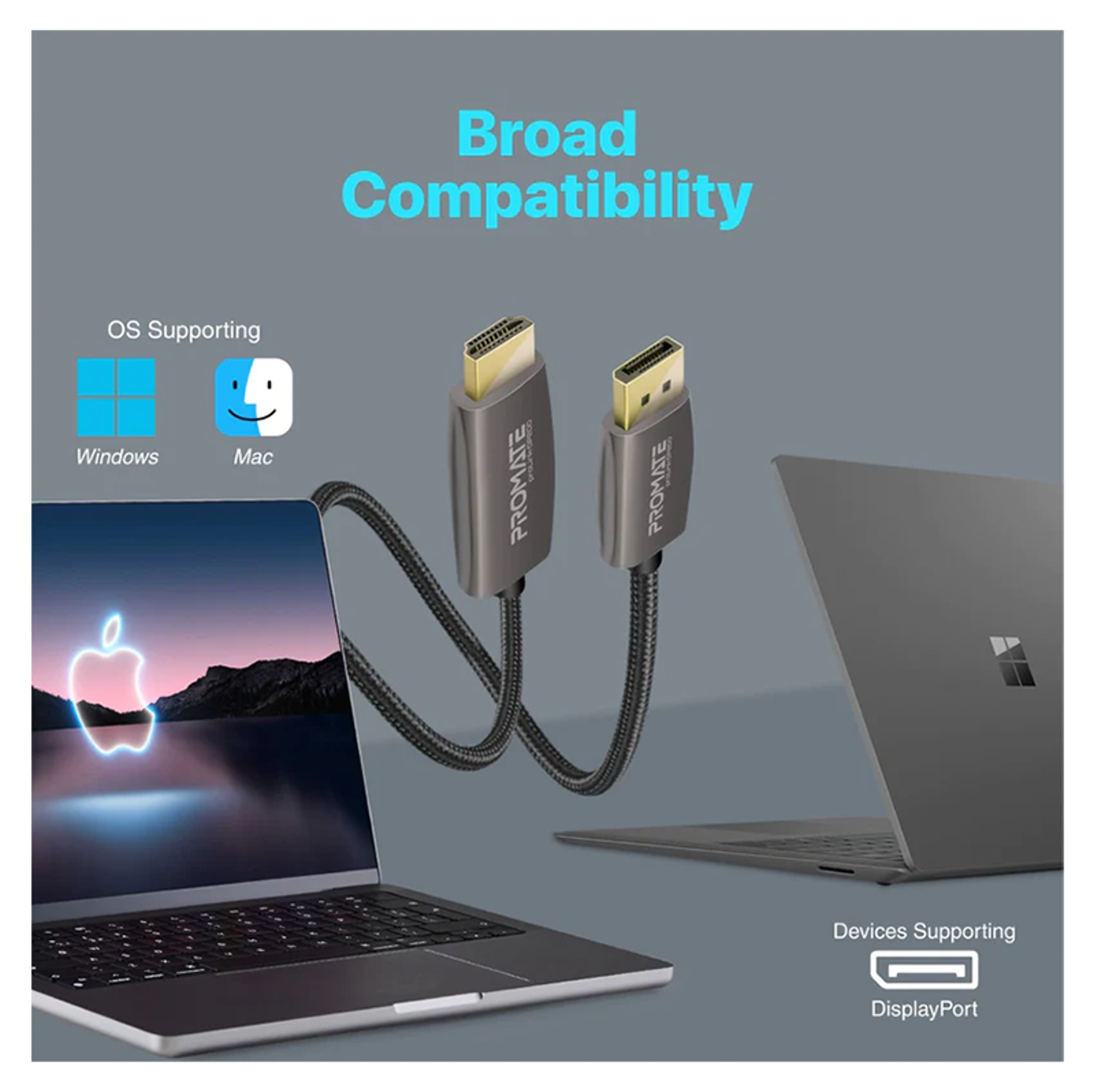 PROMATE ProLink-DP200 4K 60Hz HD DisplayPort to HDMI Cable 2.0m - Best Prices