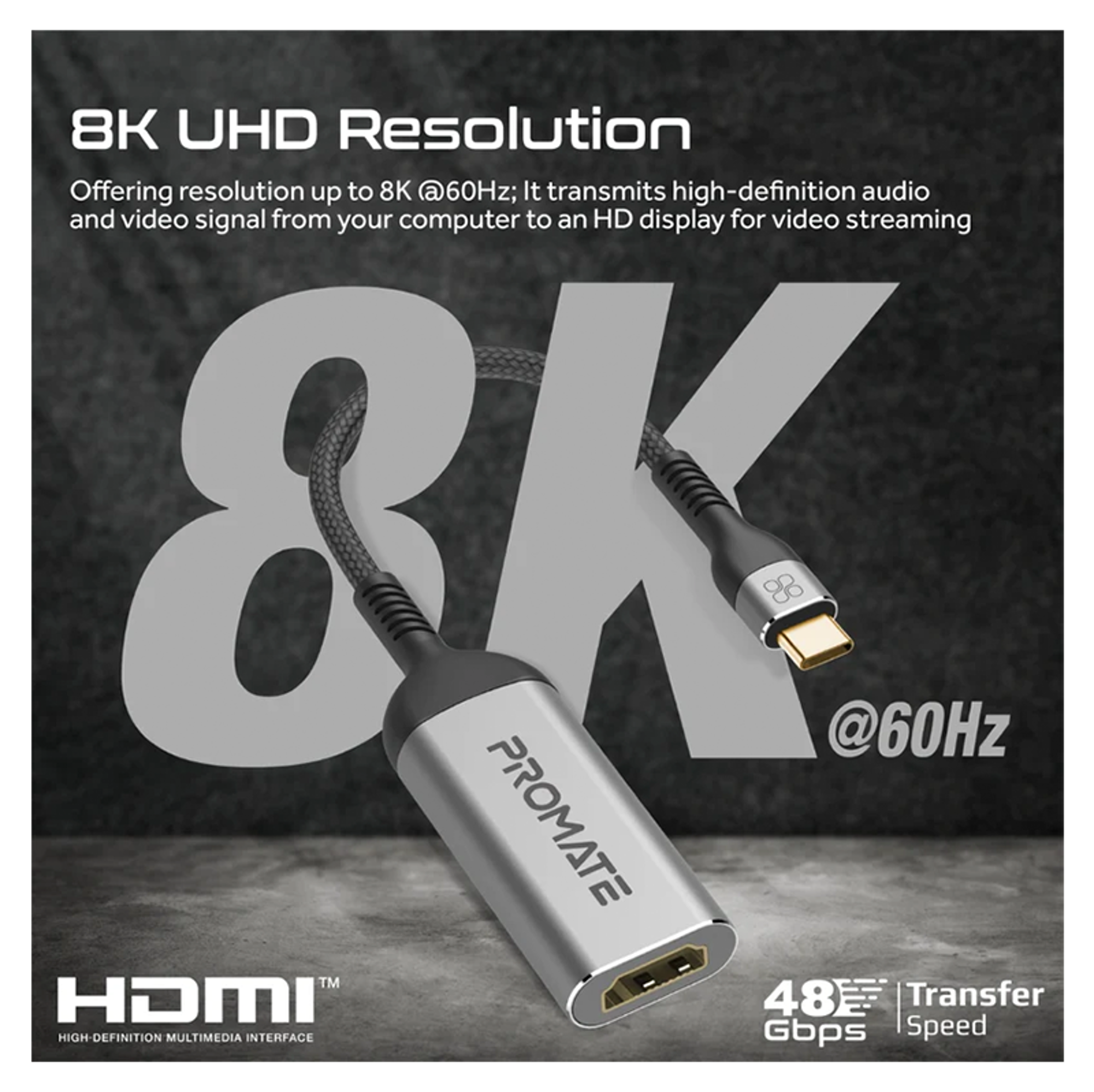 بروميت كرستال كلرتي 8K 60Hz تايب-سي الى HDMI - أفضل سعر