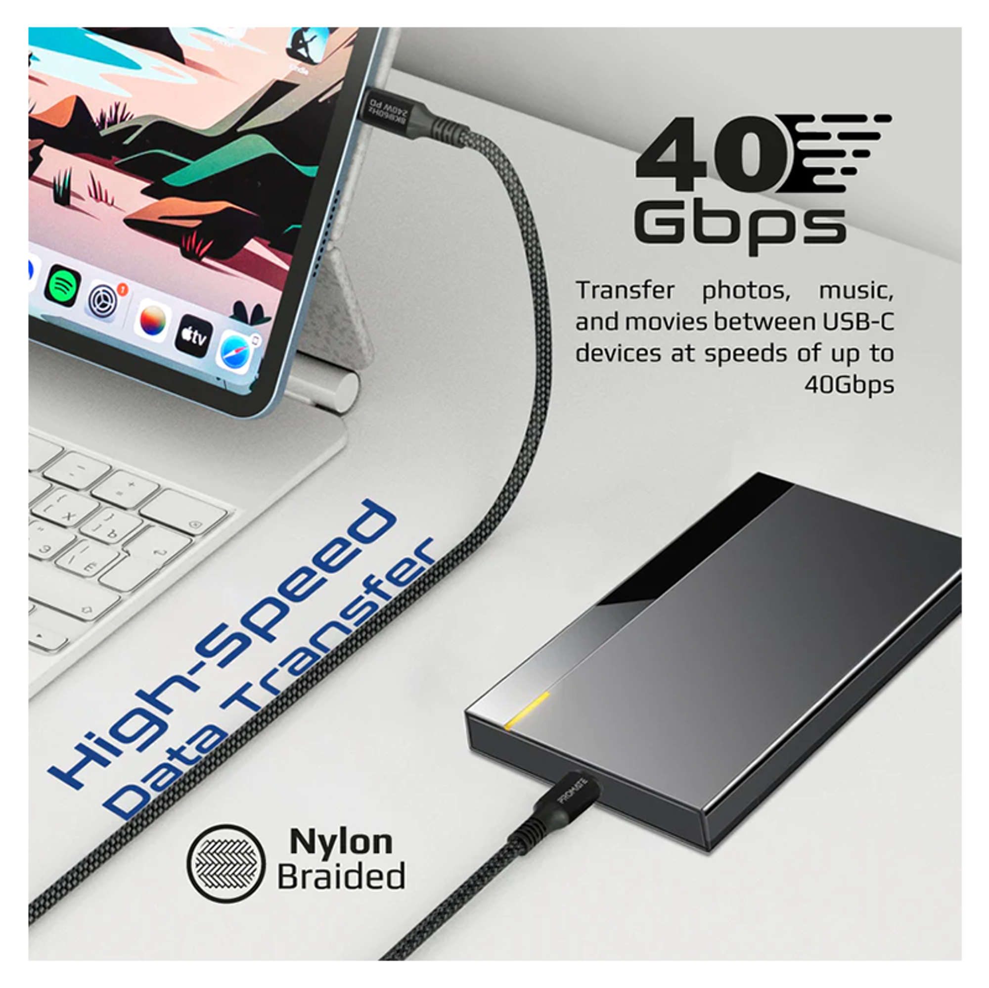 PROMATE 240W Super Speed Fast Charging USB-C Cable - Best Prices