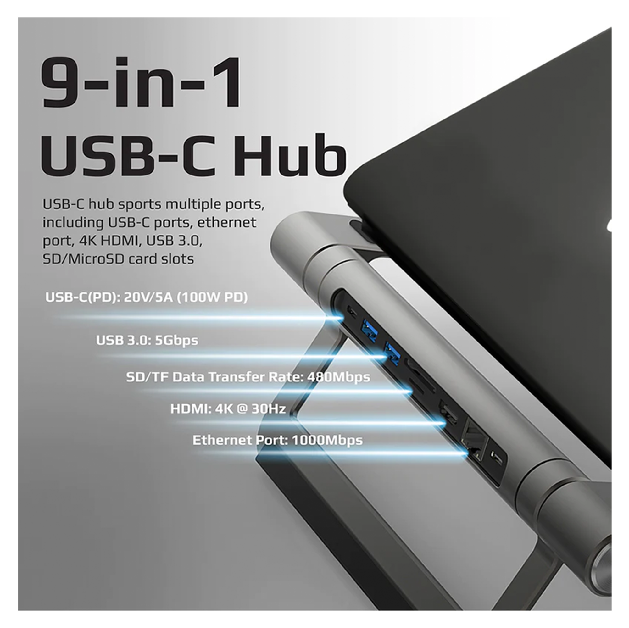 PROMATE 9 in 1 Ultra Compact Multiport Hub with Laptop Stand - Best Prices