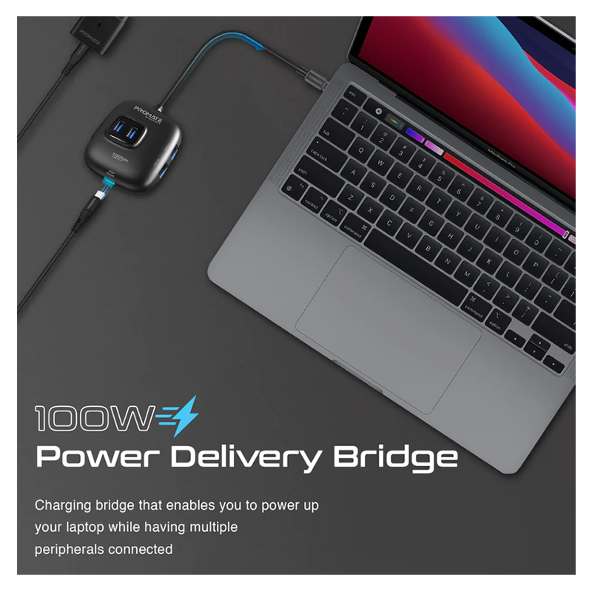 PROMATE 5 in 1 Ultra Compact Multiport Hub 100W Power Delivery - Best Prices