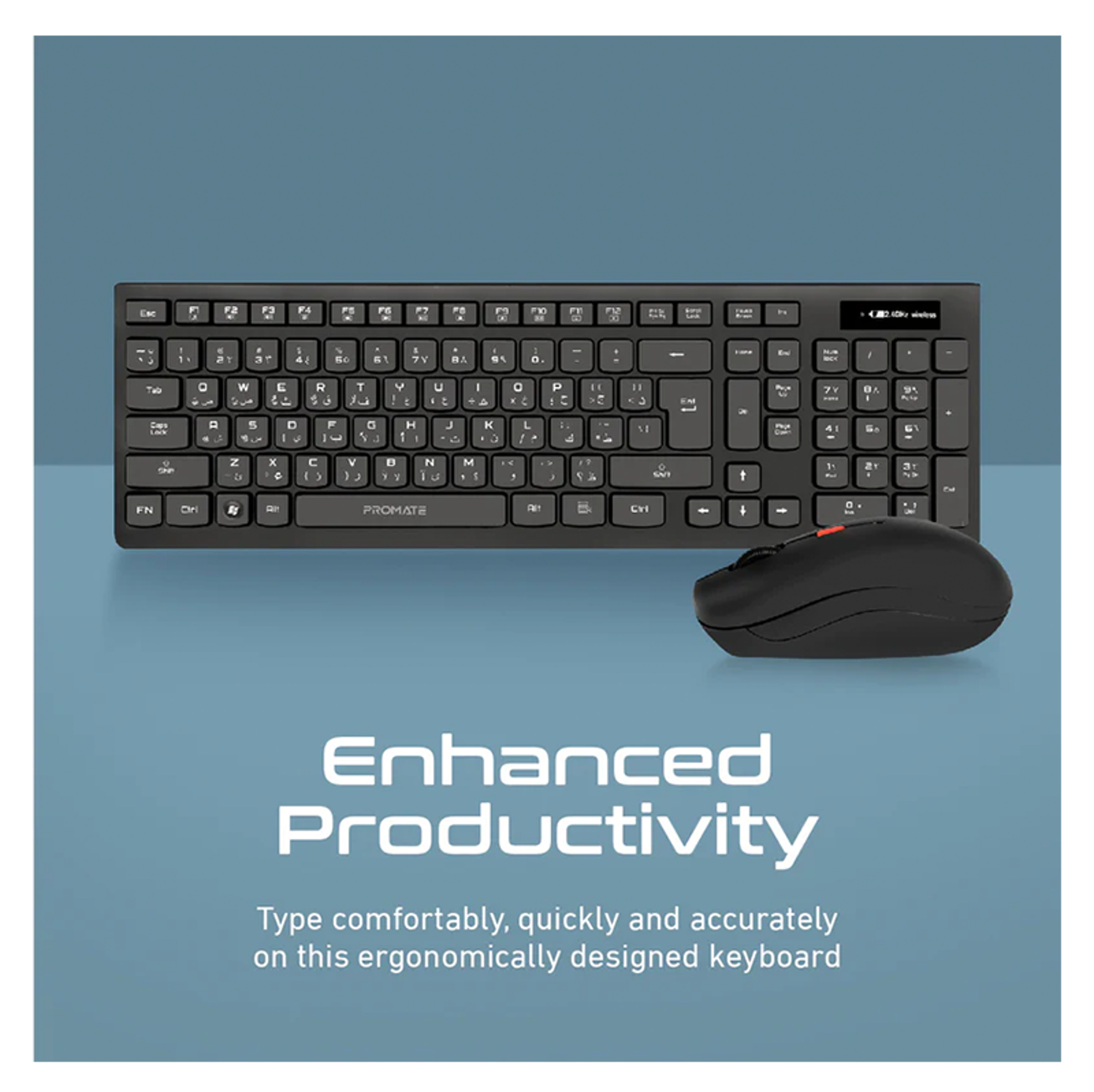 PROMATE ProCombo-12 Sleek Profile Full Size Wireless Keyboard & Mouse - Best Prices
