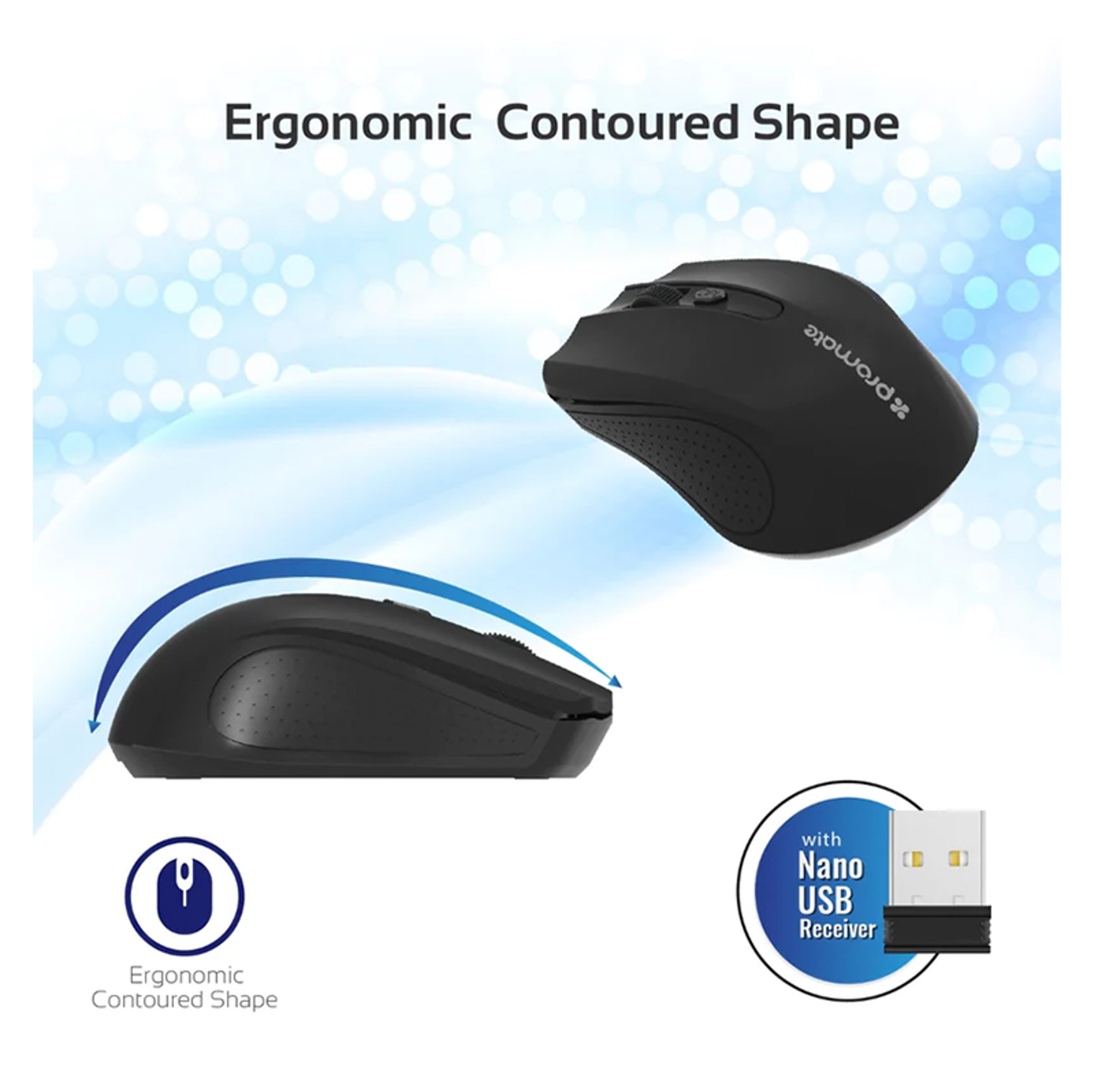 PROMATE Clix-8 2.4GHz Wireless Ergonomic Optical Mouse - Best Prices