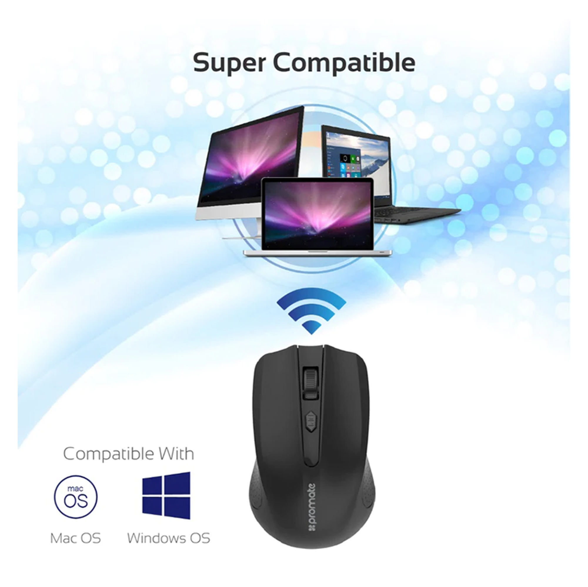 PROMATE Clix-8 2.4GHz Wireless Ergonomic Optical Mouse - Best Prices
