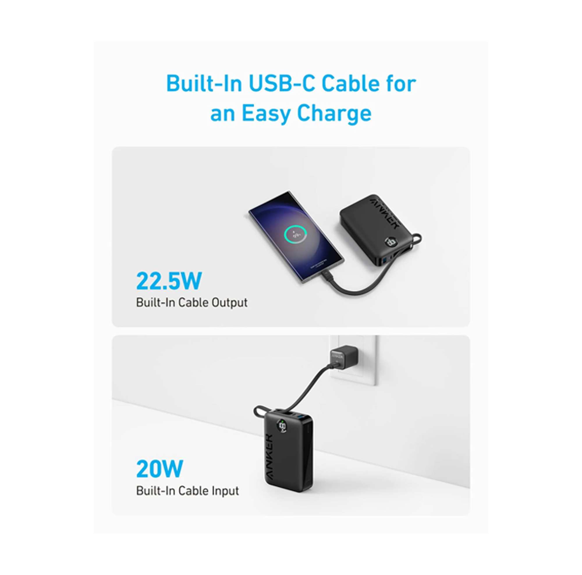 Anker Power Bank 20,000mAh 22.5W Built-in Type-C Cable - Best Prices