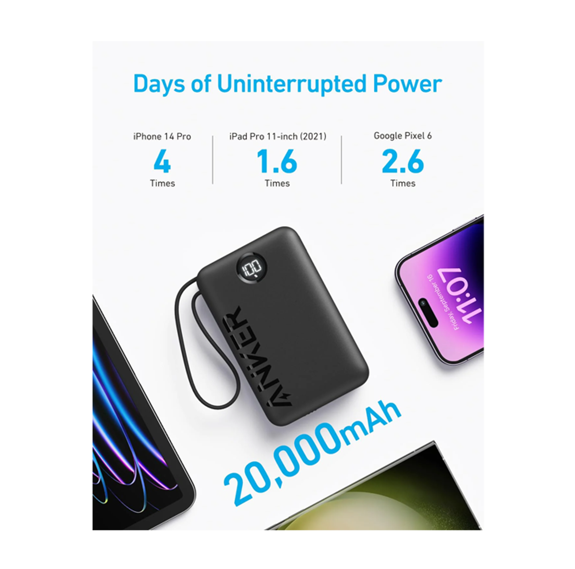 Anker Power Bank 20,000mAh 22.5W Built-in Type-C Cable - Best Prices