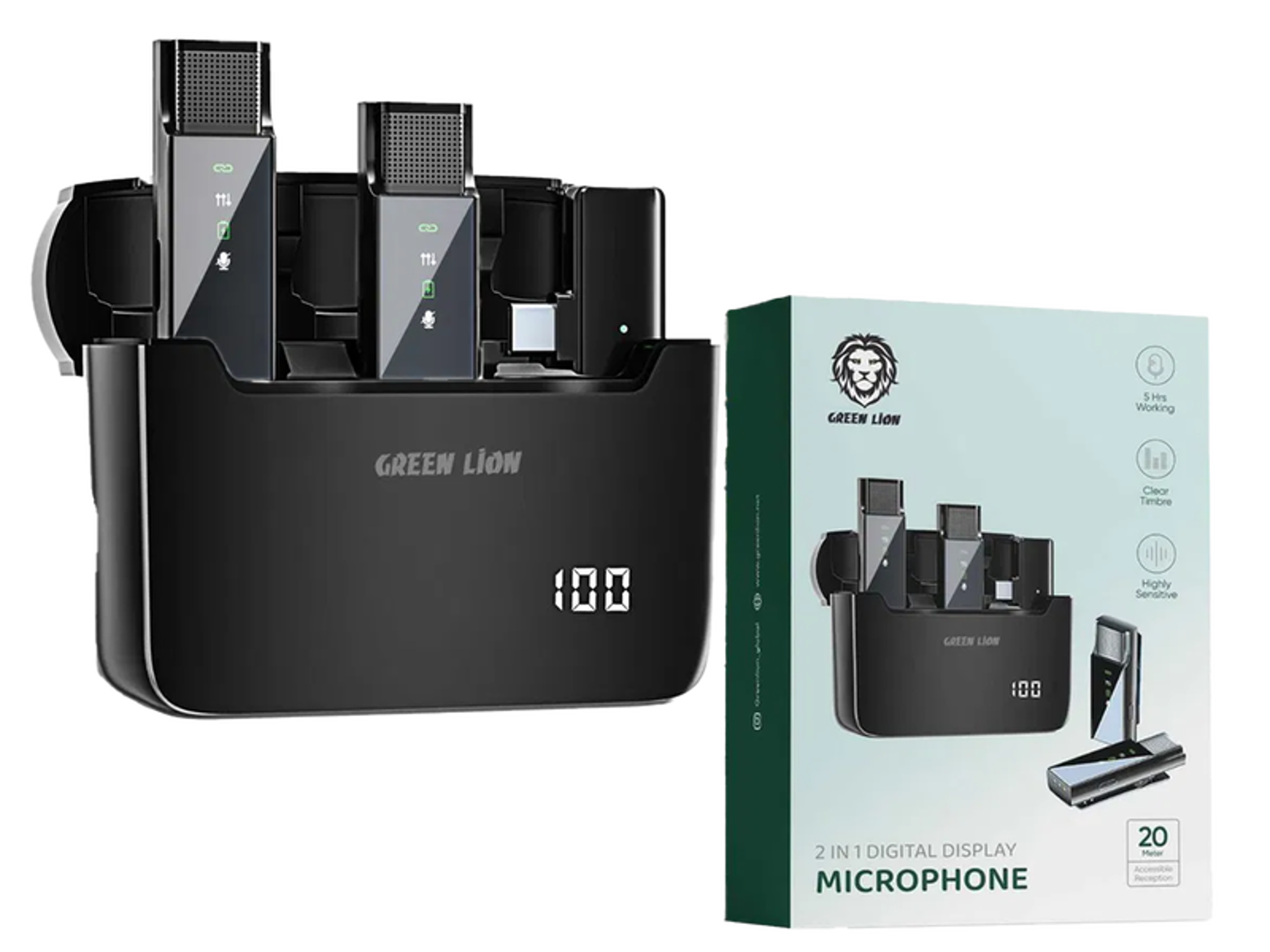 Green Lion 2 in 1 Digital Display Microphone (Type-C) - Best Prices