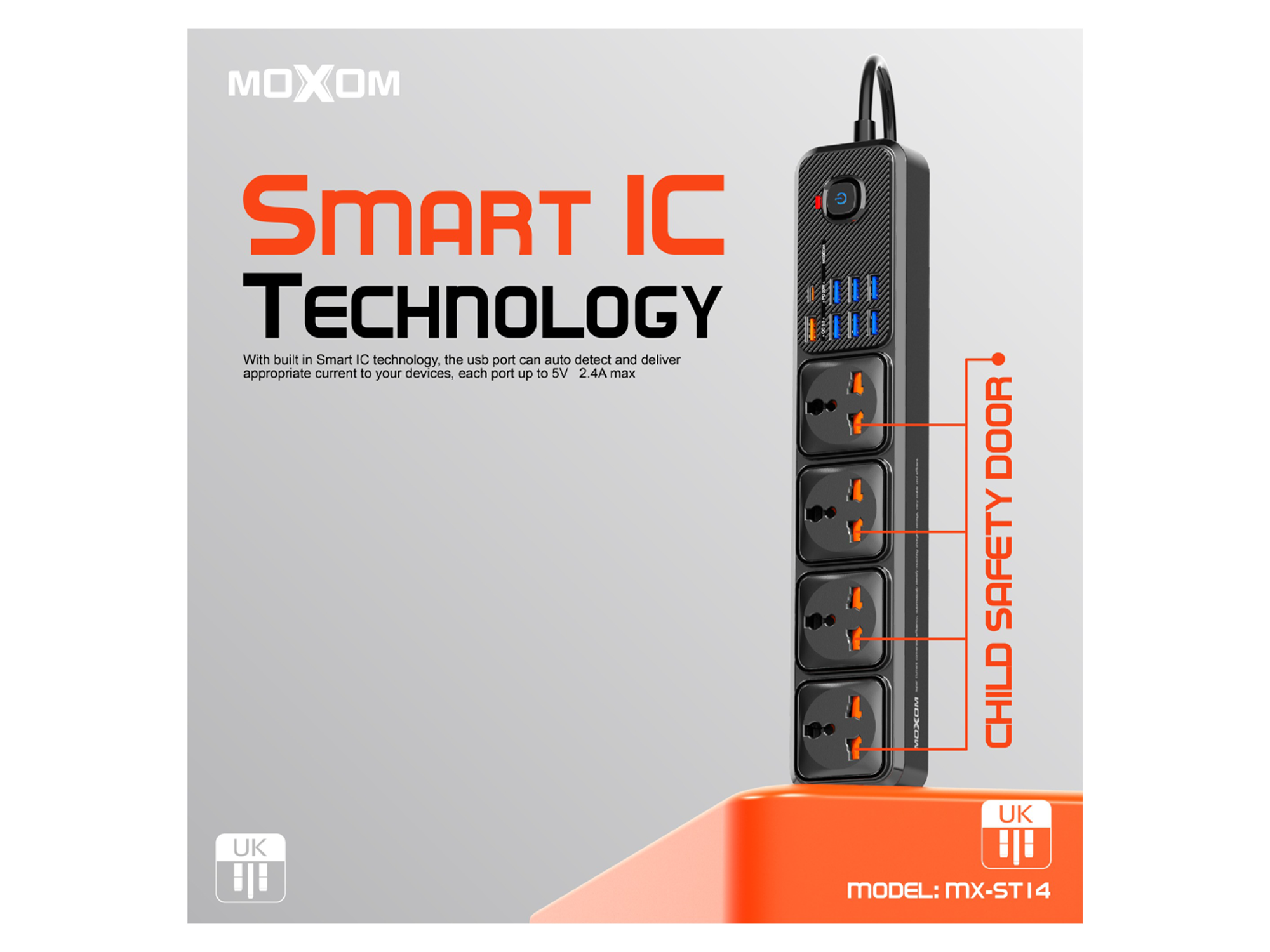 Moxom MX-ST16 7USB + 1PD 2500W Max Outlets 12in1 Power Strip - Best Prices
