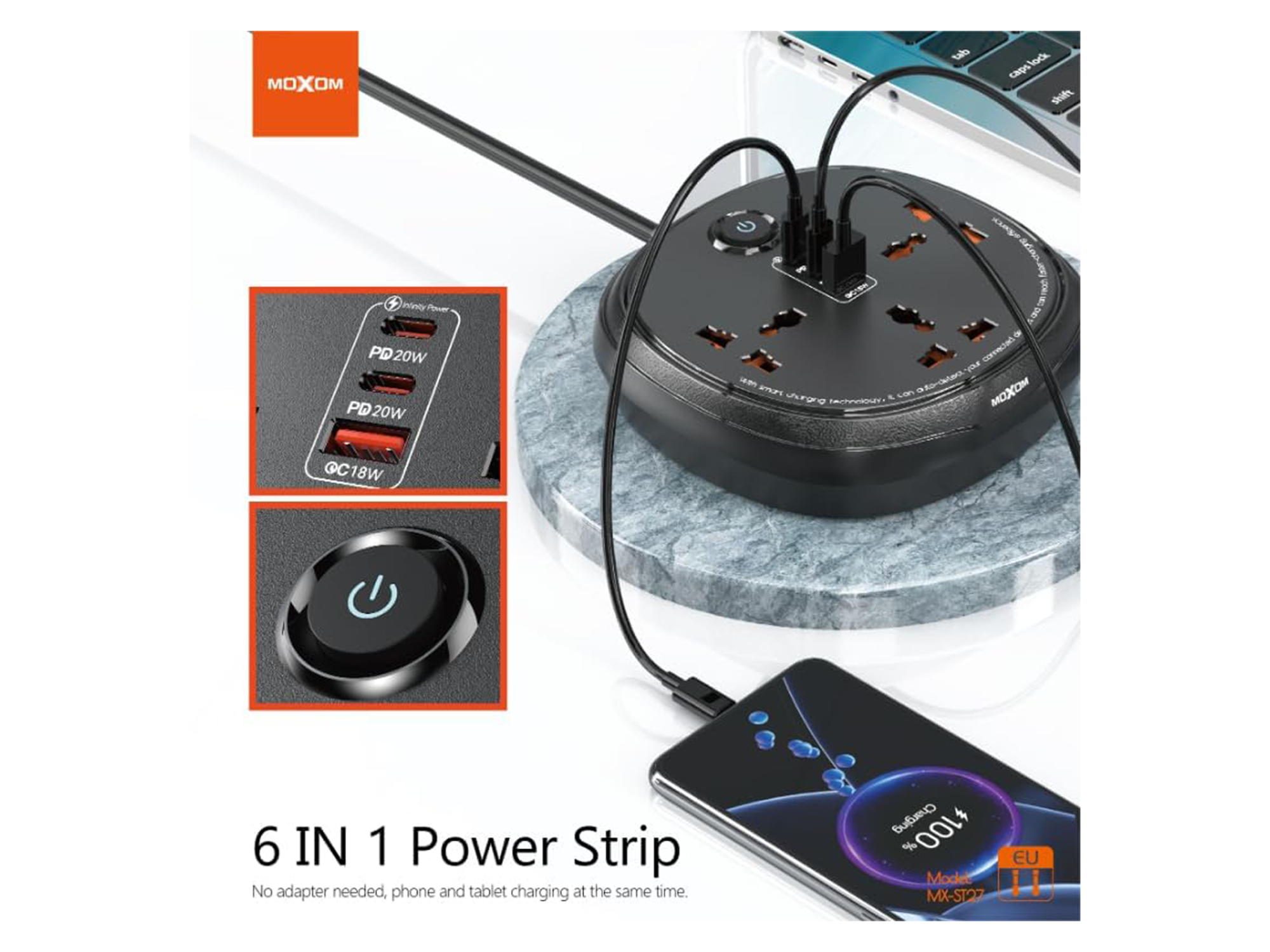 Moxom PD20W - ST27 6 in 1 Power Strip - Best Prices