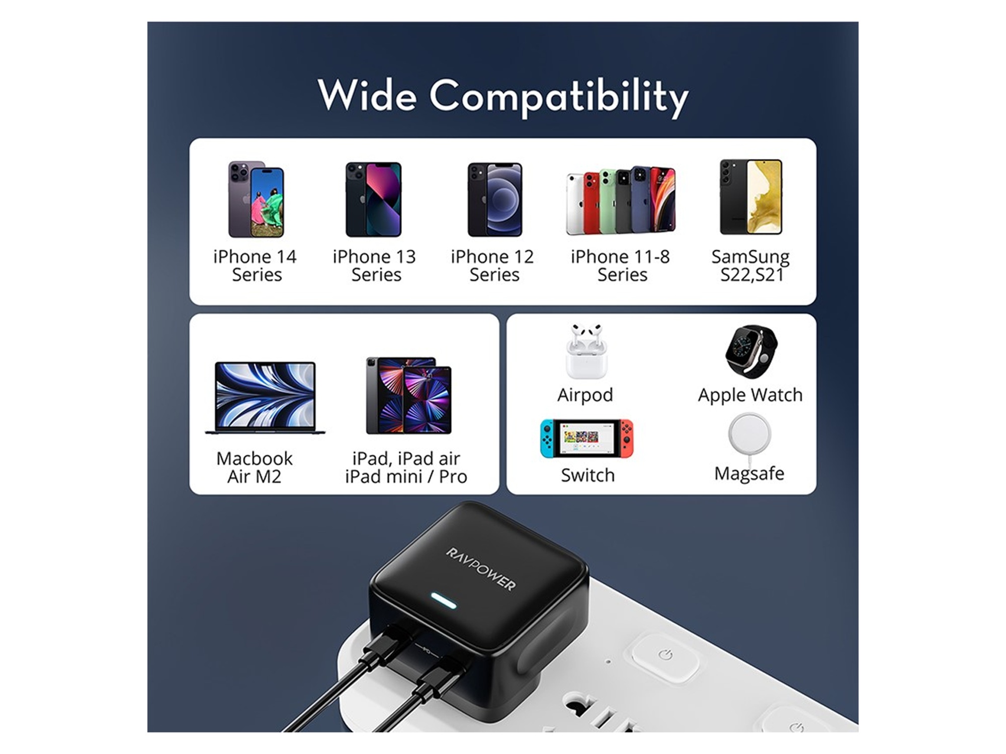 راف باور RP PC1031 PD شاحن حائط بمنفذ مزدوج - أفضل سعر