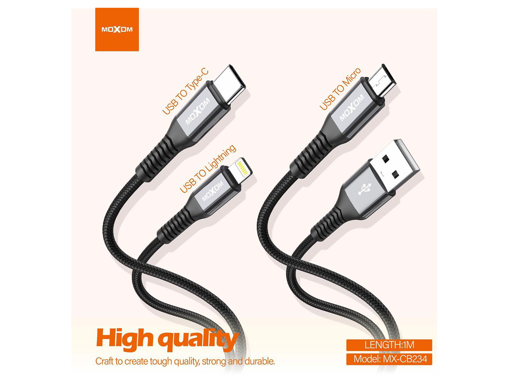 Moxom MX-CB234 3A Nylon Woven Data Cable - Best Prices