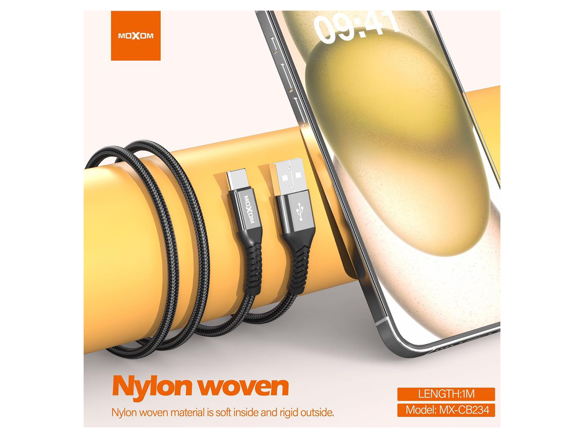 Moxom MX-CB234 3A Nylon Woven Data Cable - Best Prices
