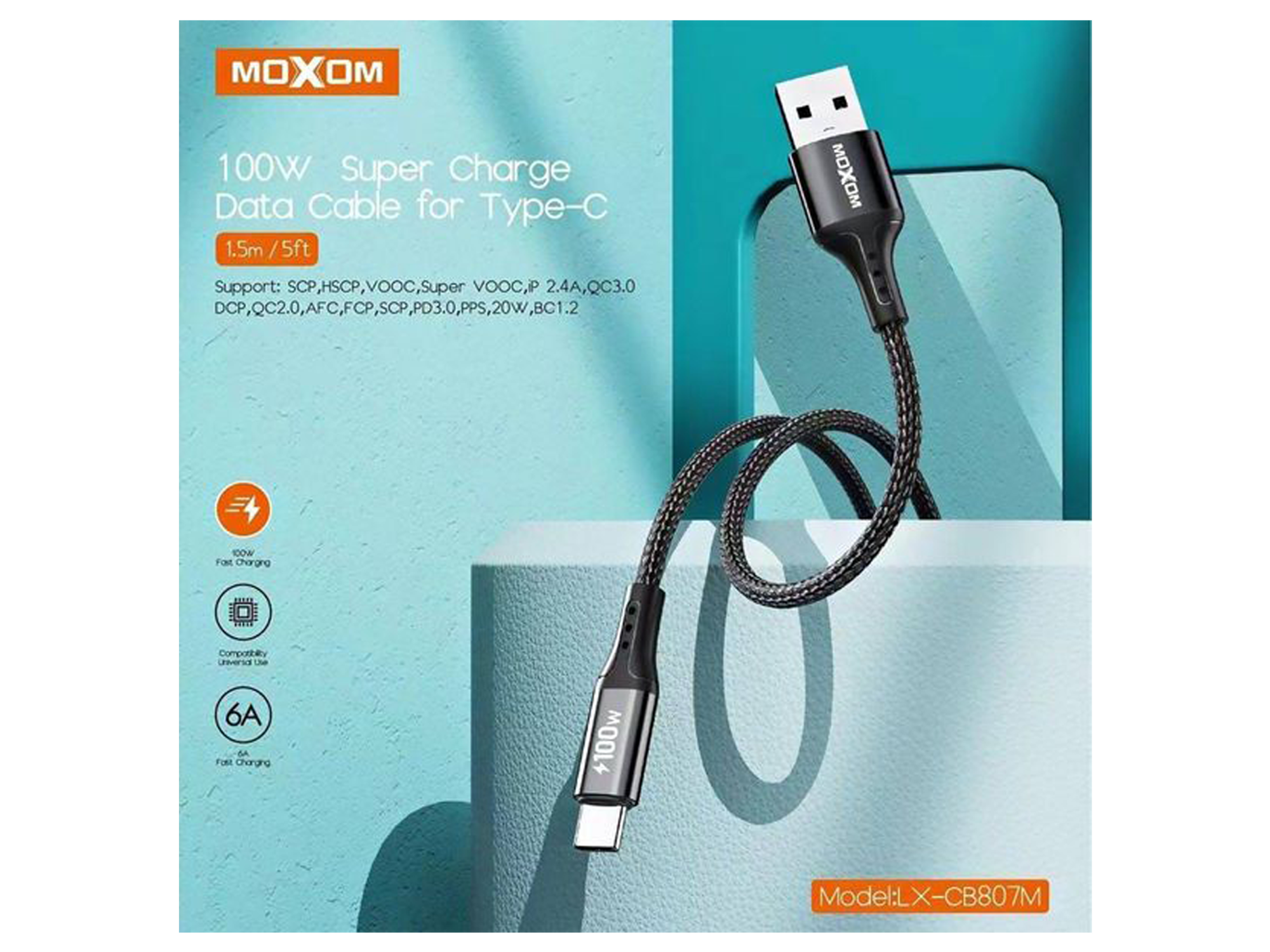 موكسوم LX-CB807 كيبل شحن و بيانات يو اس بي الى تايب سي - أفضل سعر