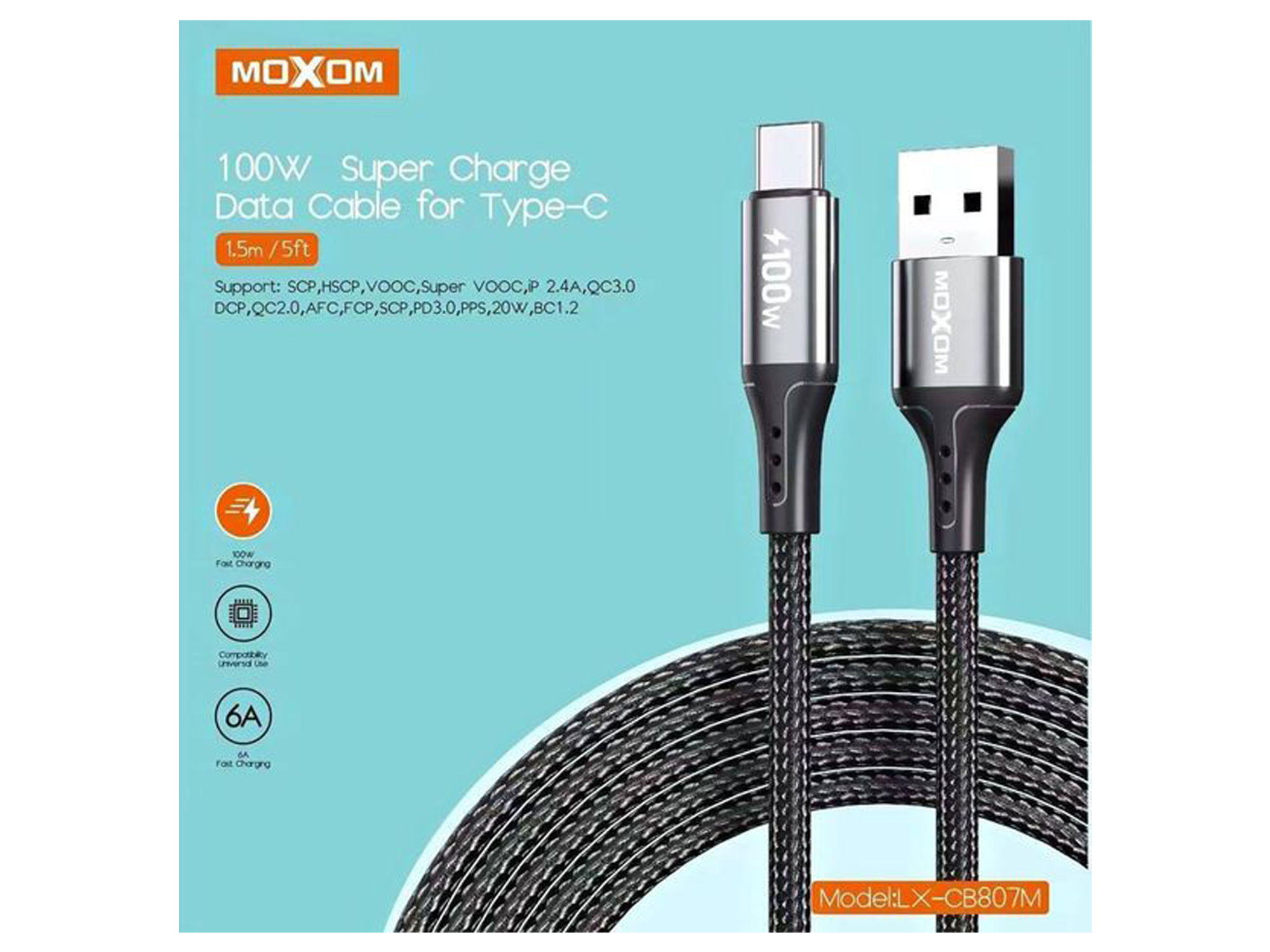 موكسوم LX-CB807 كيبل شحن و بيانات يو اس بي الى تايب سي - أفضل سعر