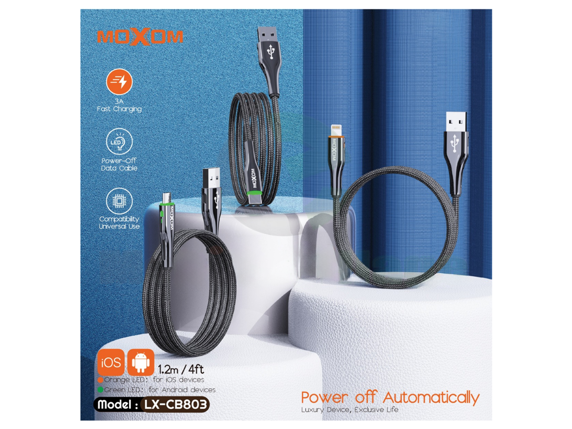 Moxom LX-CB803 3A Auto-Off Data Cable - Best Prices