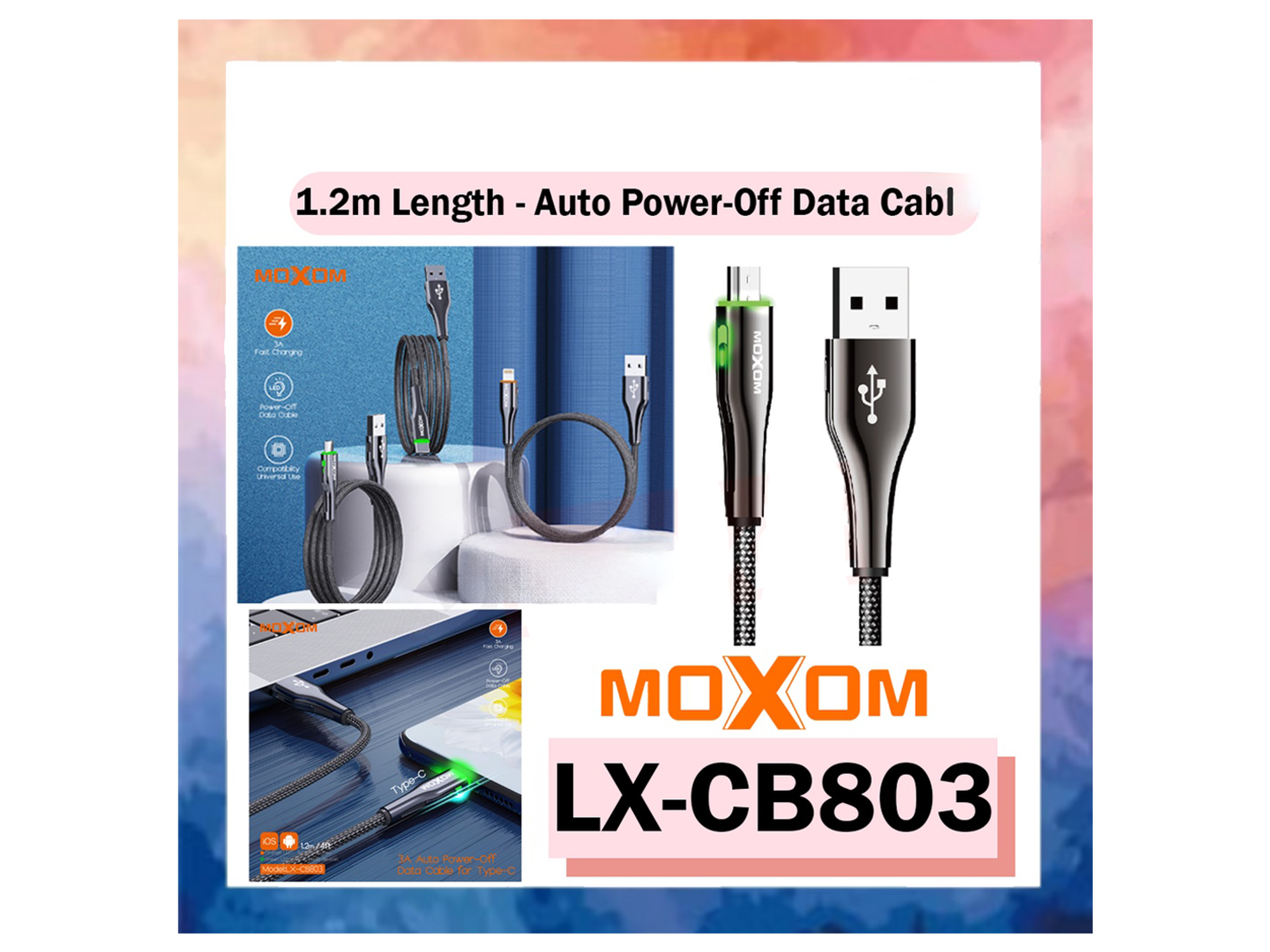 Moxom LX-CB803 3A Auto-Off Data Cable - Best Prices