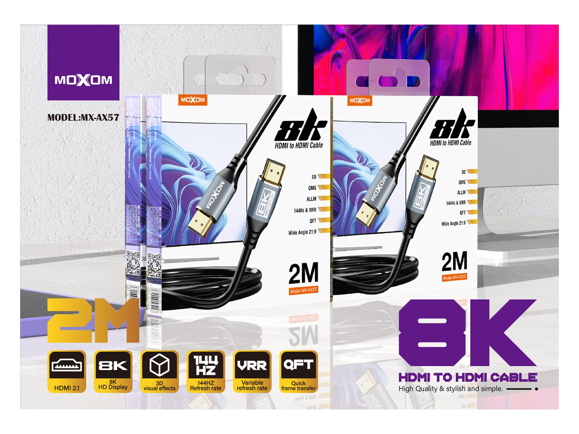 موكسم MX-AX57 8k كيبل اتش دي ام اي الى اتش دي ام اي - أفضل سعر