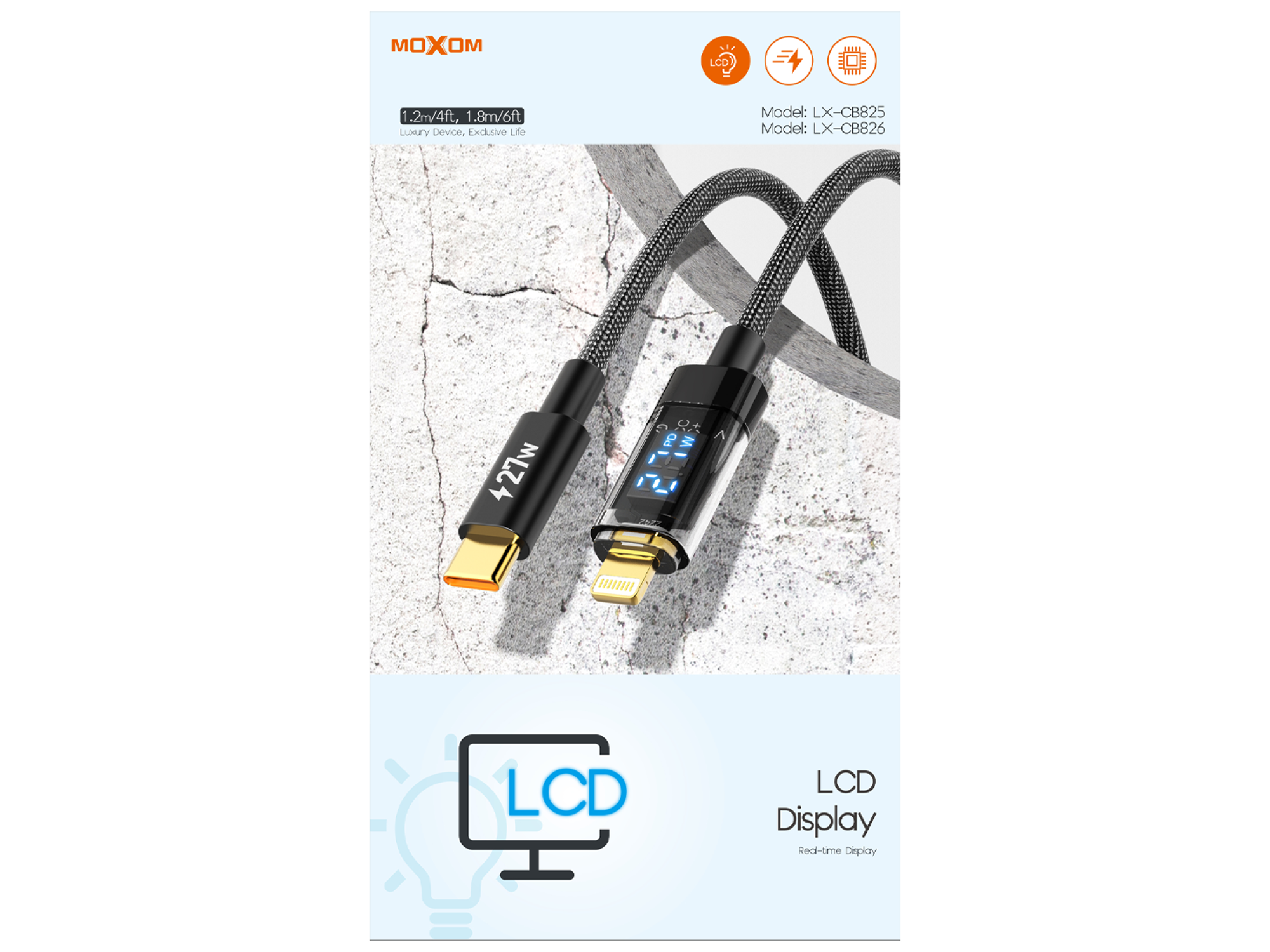 موكسوم LX-CB825 كيبل بيانات بخاصية إيقاف التشغيل التلقائي 27واط - أفضل سعر