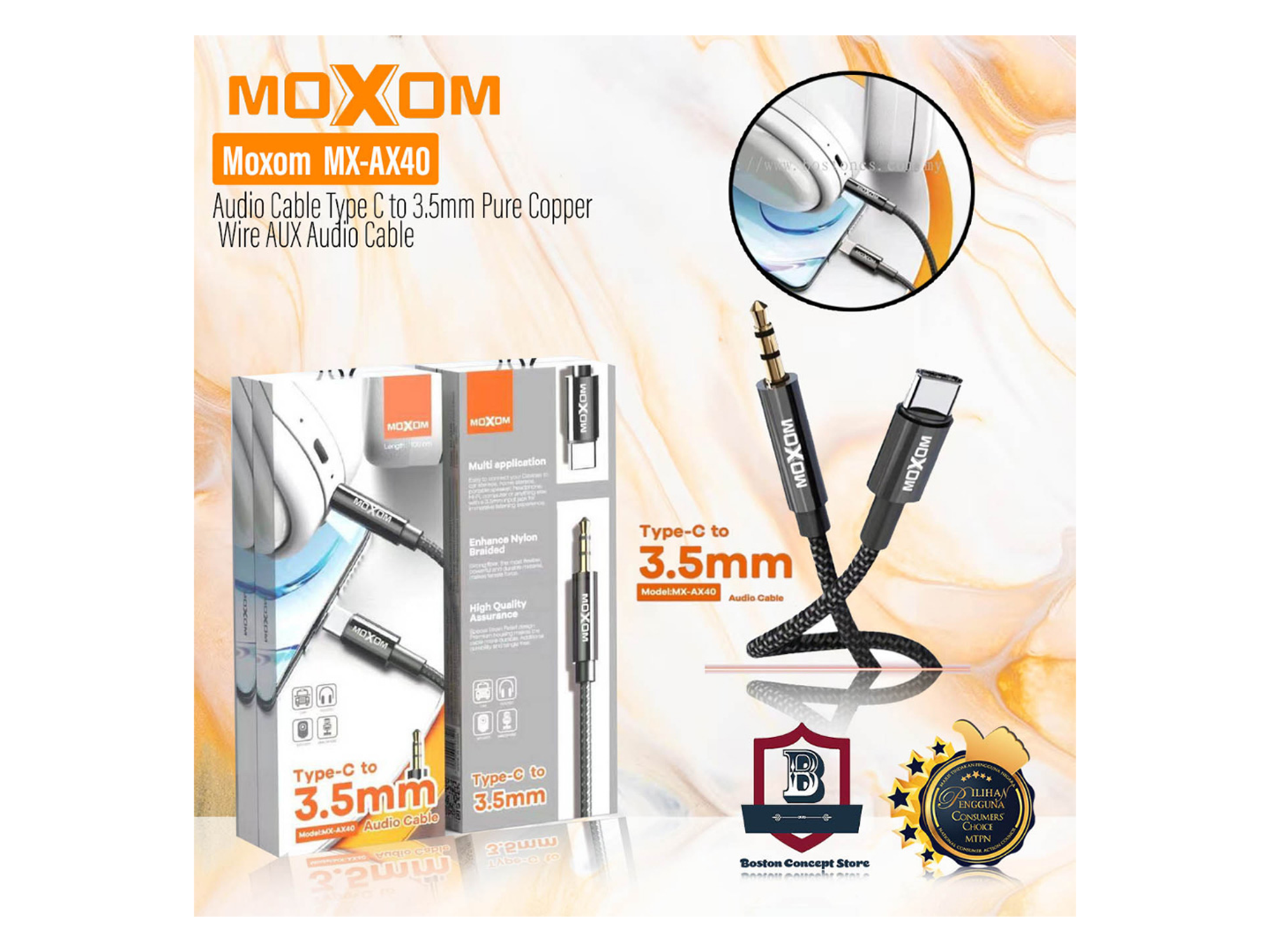 Moxom MX-AX40 Type-C to Audio Cable 3.5mm - Best Prices