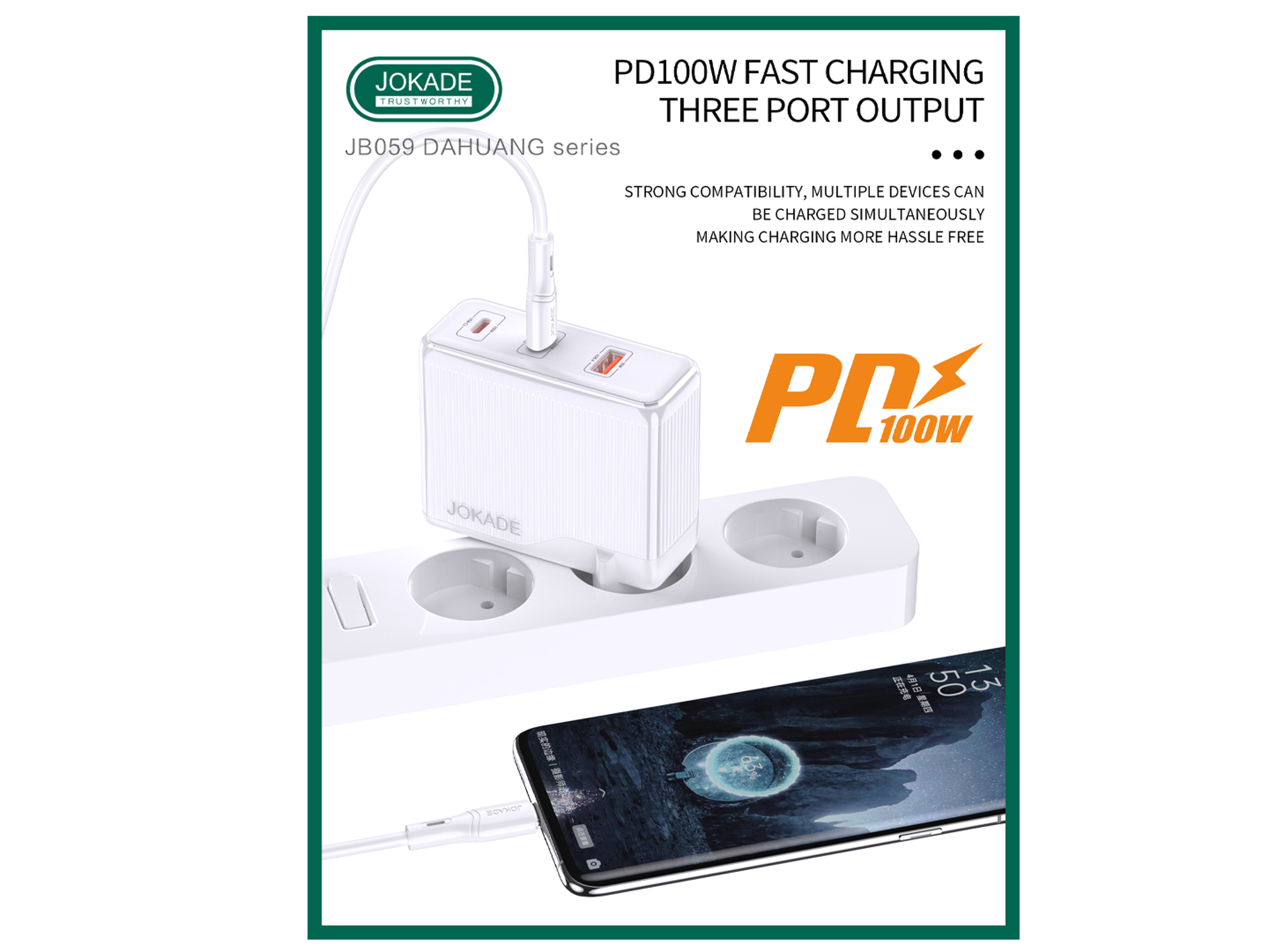 JOKADE JB059 Universal Fast Power Multi-Port Charger 100W - Best Prices