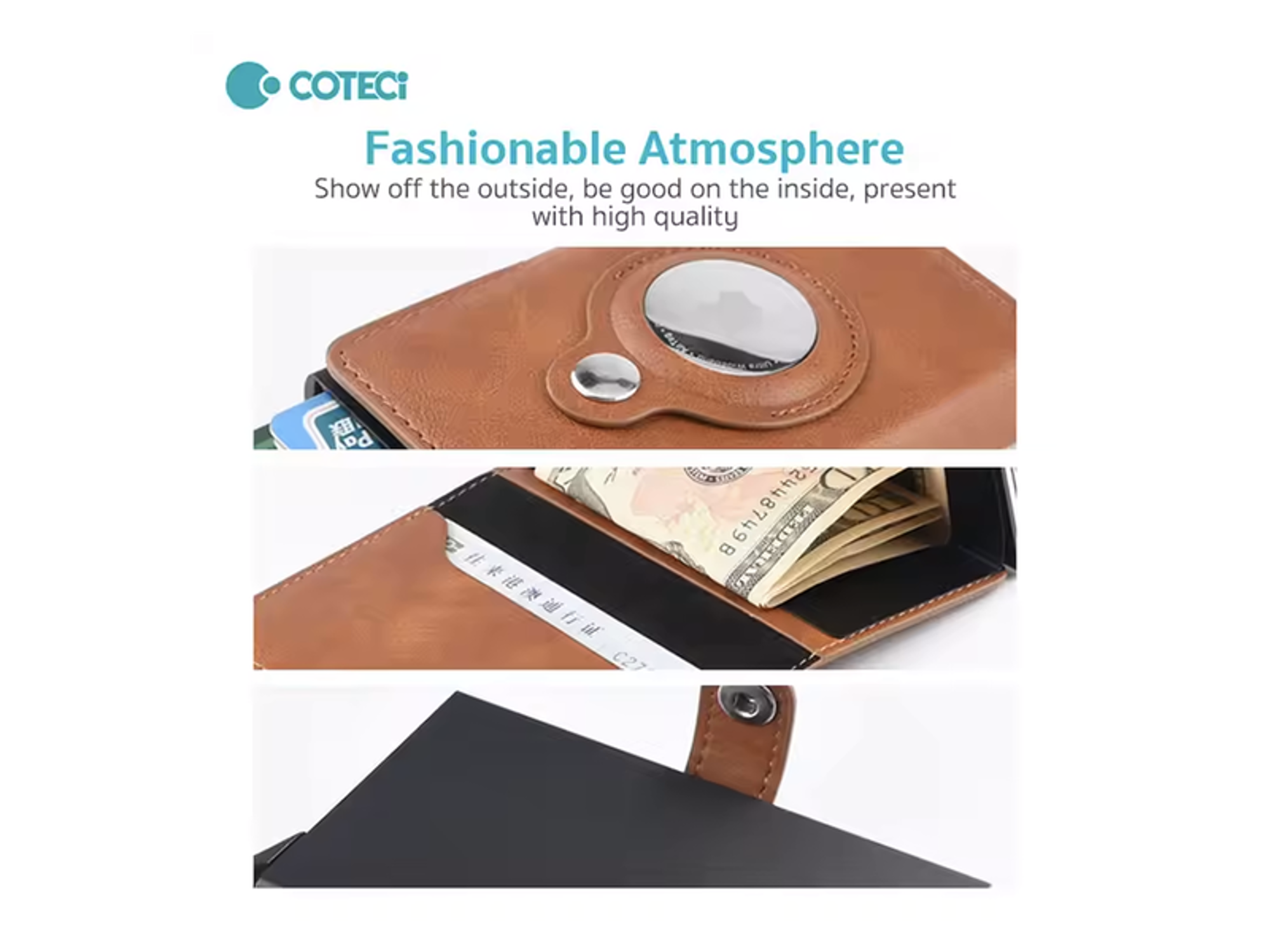 COTECi Unisex Slim Leather Mini Wallet with A-Tag - Best Prices