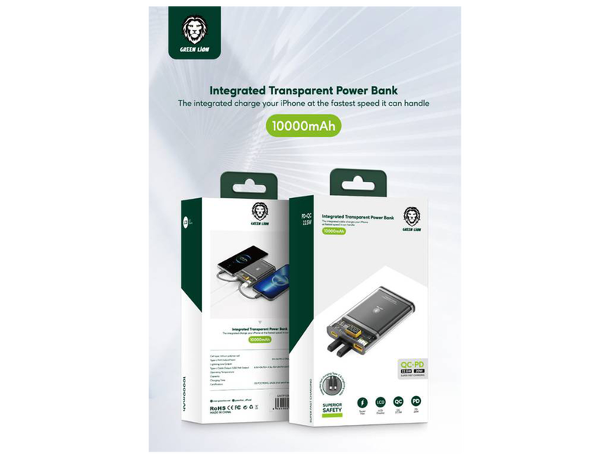 Green Lion Integrated Transparent Power Bank 10000mAh - Best Prices
