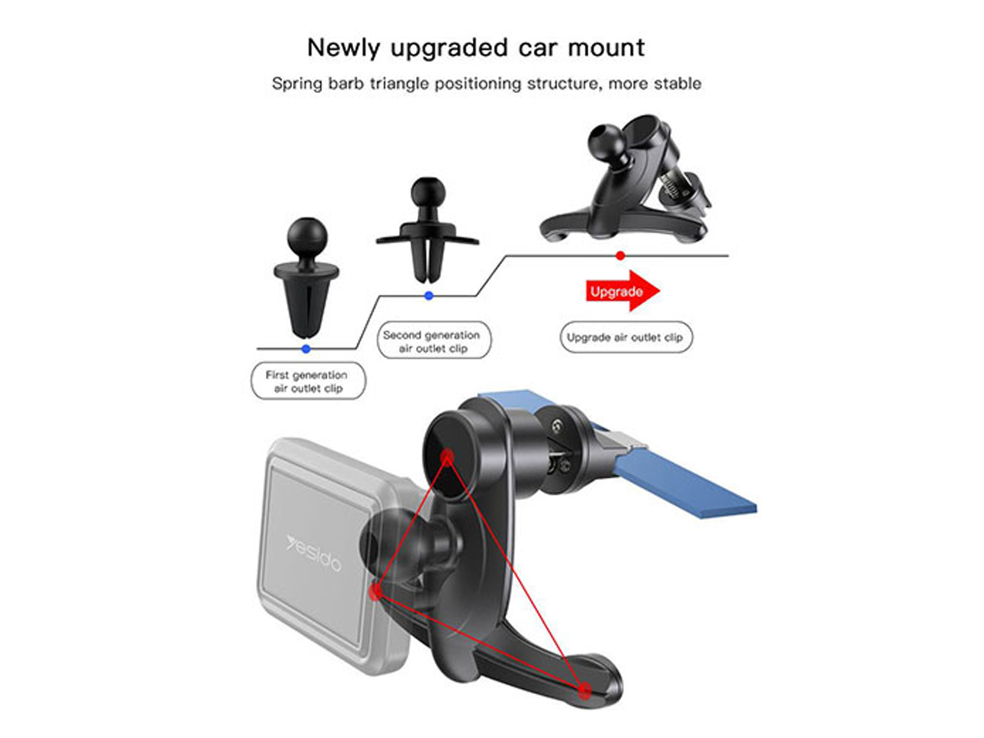 YESIDO C95 Magnetic Air Outlet Barb Bracket Universal Car Mount - Best Prices