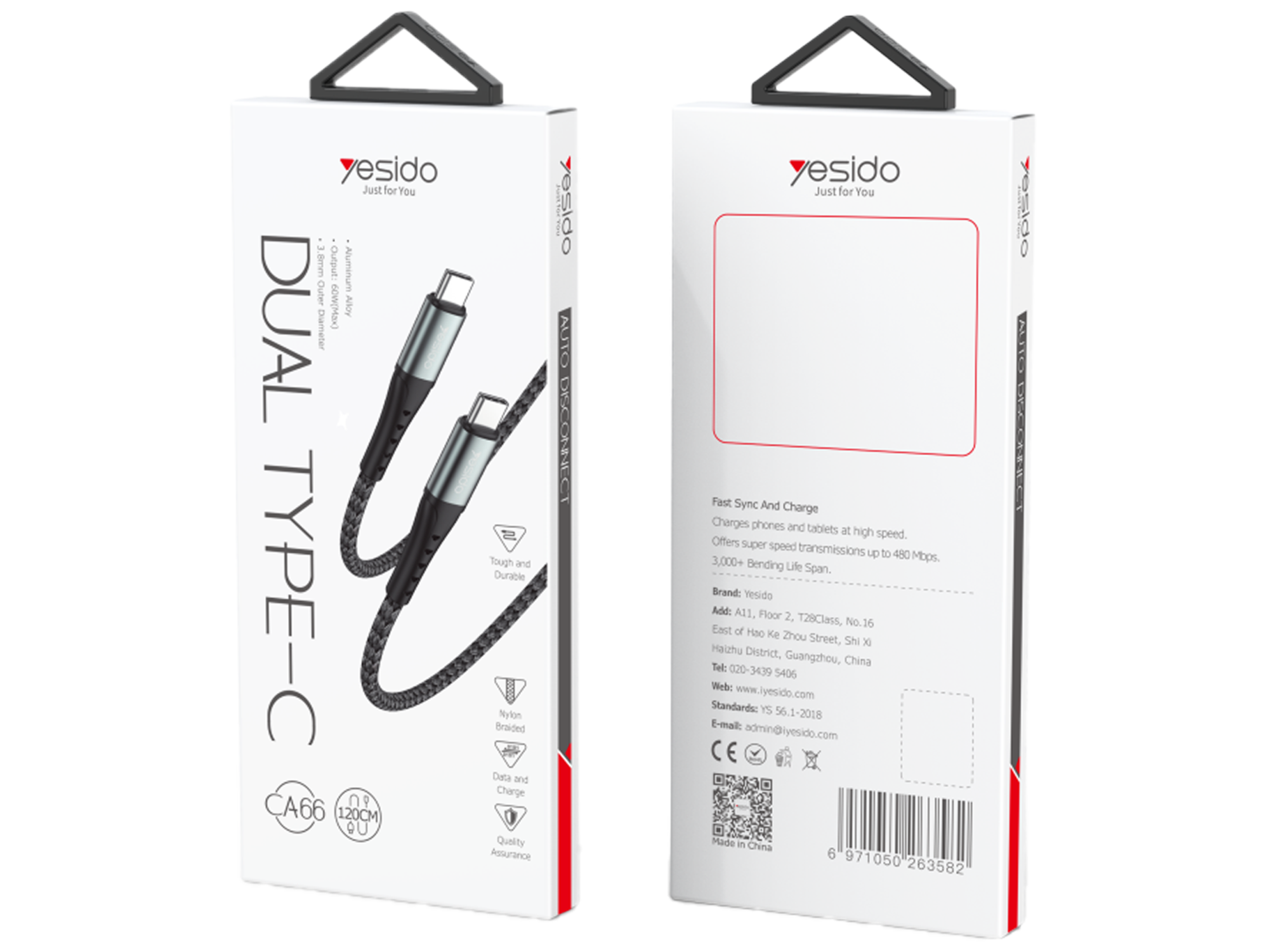 Yesido CA66 Type-C 60W Cable 1.2m - Best Prices