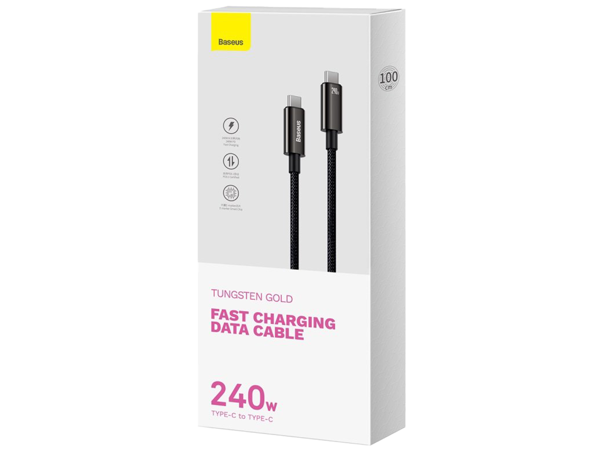 Baseus Tungsten Gold Fast Charging Data Cable Type-C to Type-C 240W - Best Prices