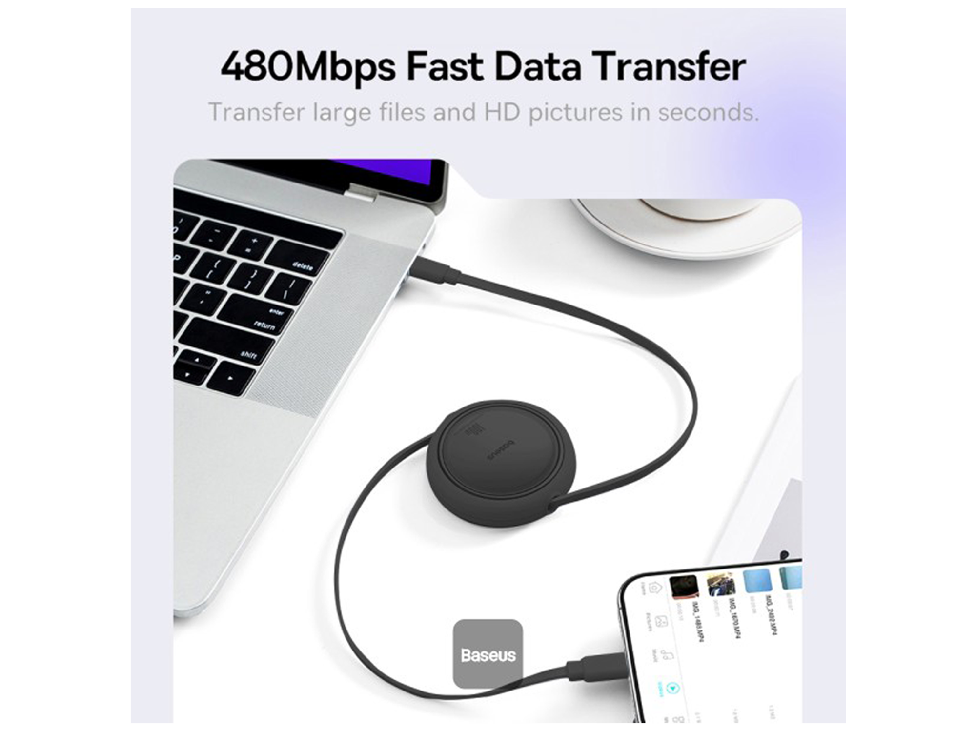 Baseus Free2Draw Mini Retractable Charging Cable Type-C to Type-C 100W 1m - Best Prices