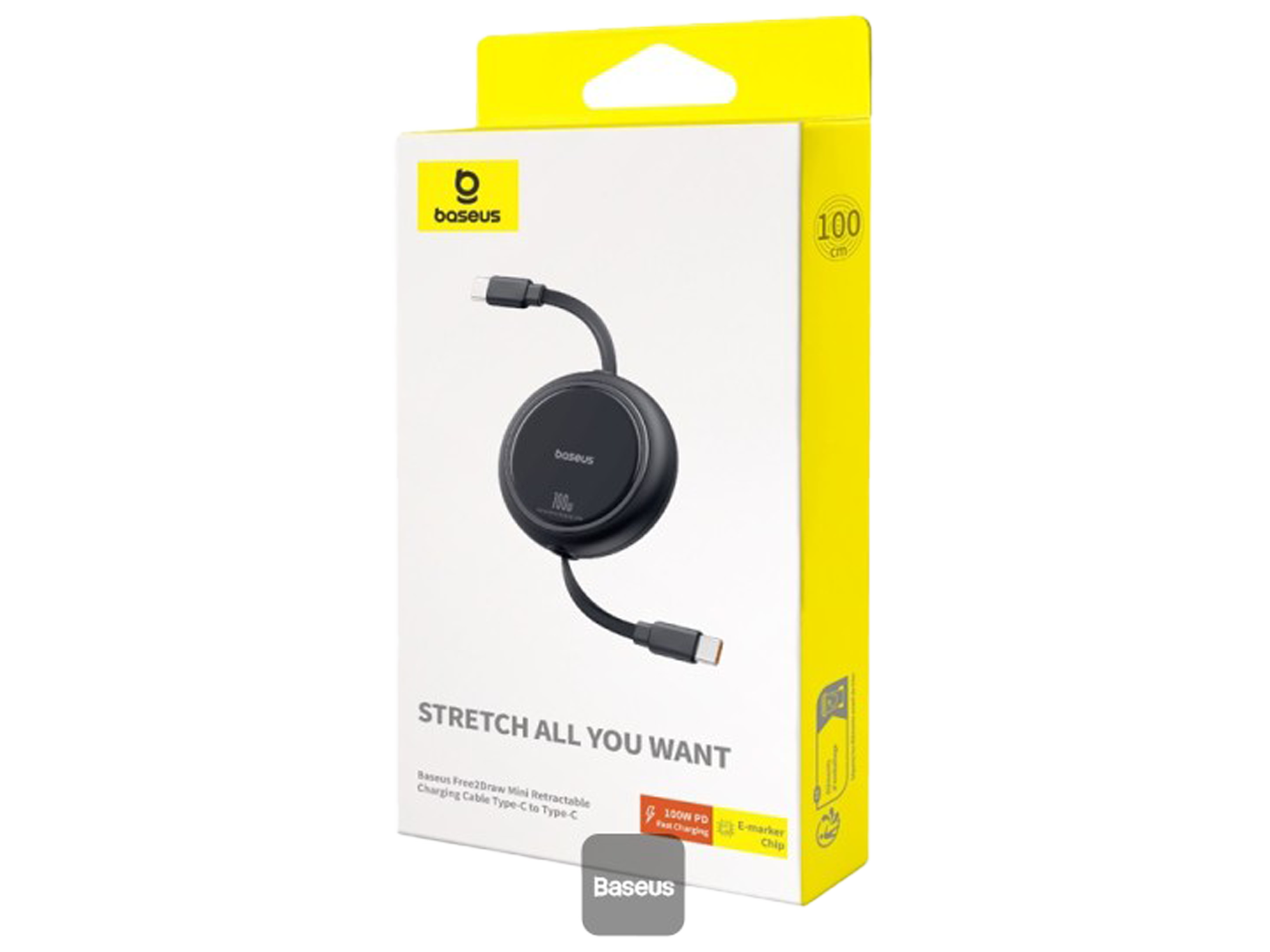 Baseus Free2Draw Mini Retractable Charging Cable Type-C to Type-C 100W 1m - Best Prices