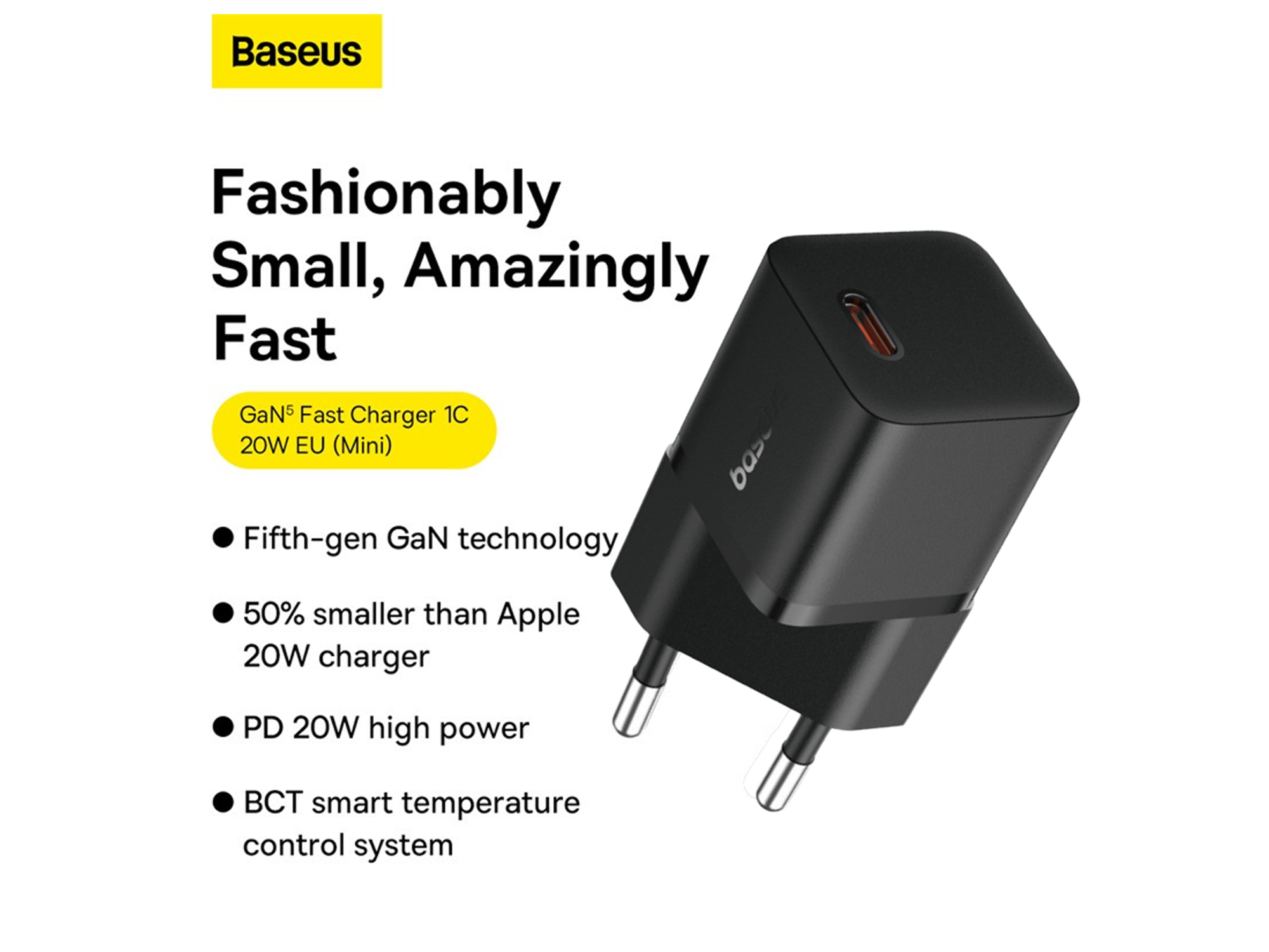 Baseus GaN5 Fast Charger (Mini) 20W with Cable Type-C 100W - Best Prices