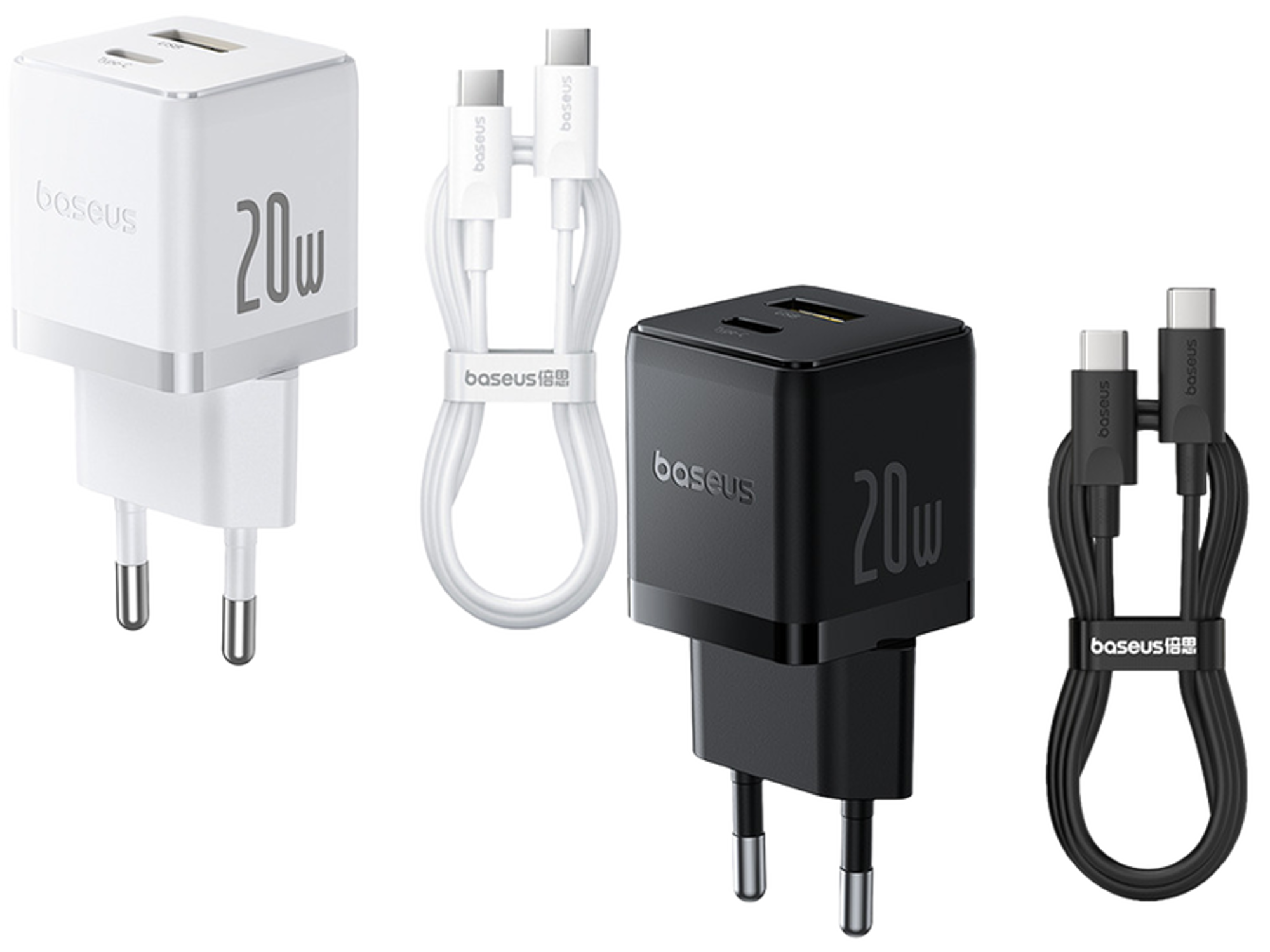 Baseus Palm Fast Charger C+U 20W EU(with Baseus Mini Cable USB-C to USB-C 60W (20V/3A) 1m) - Best Prices