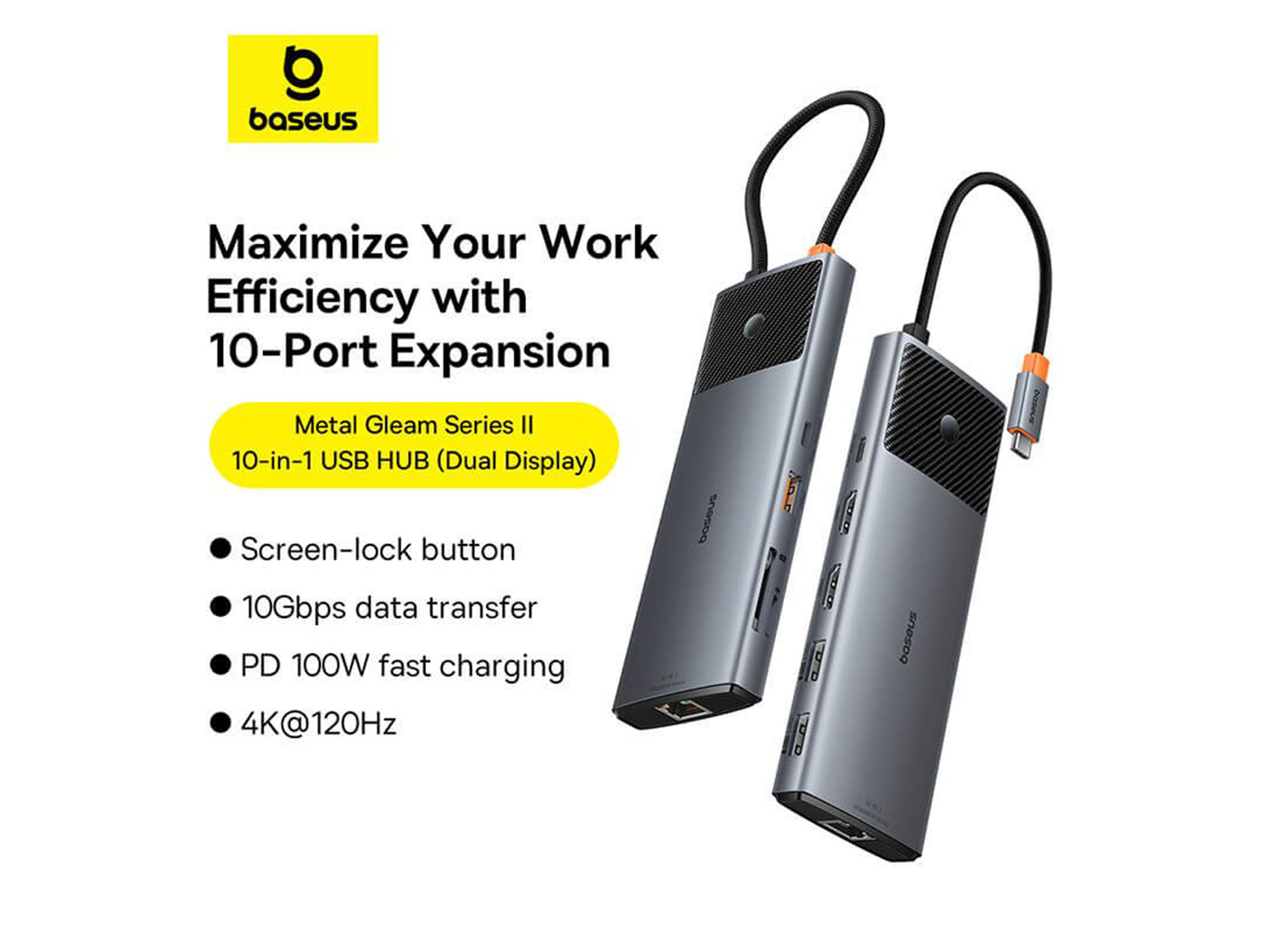 OS-Baseus Metal Gleam Series II 10-in-1 USB HUB - Best Prices