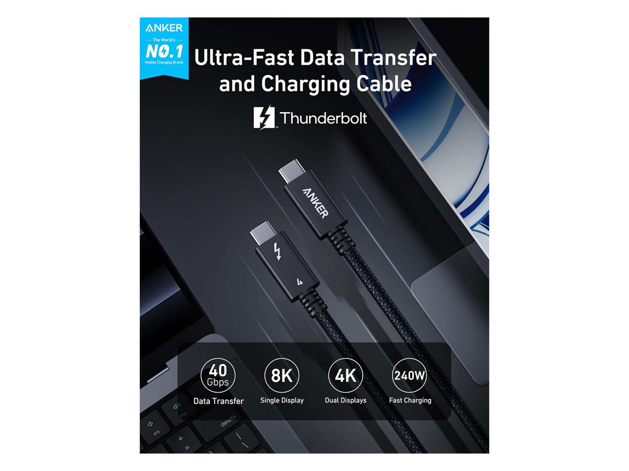 Anker Prime Thunderbolt 4 Type-C Cable 240W 1m - Best Prices