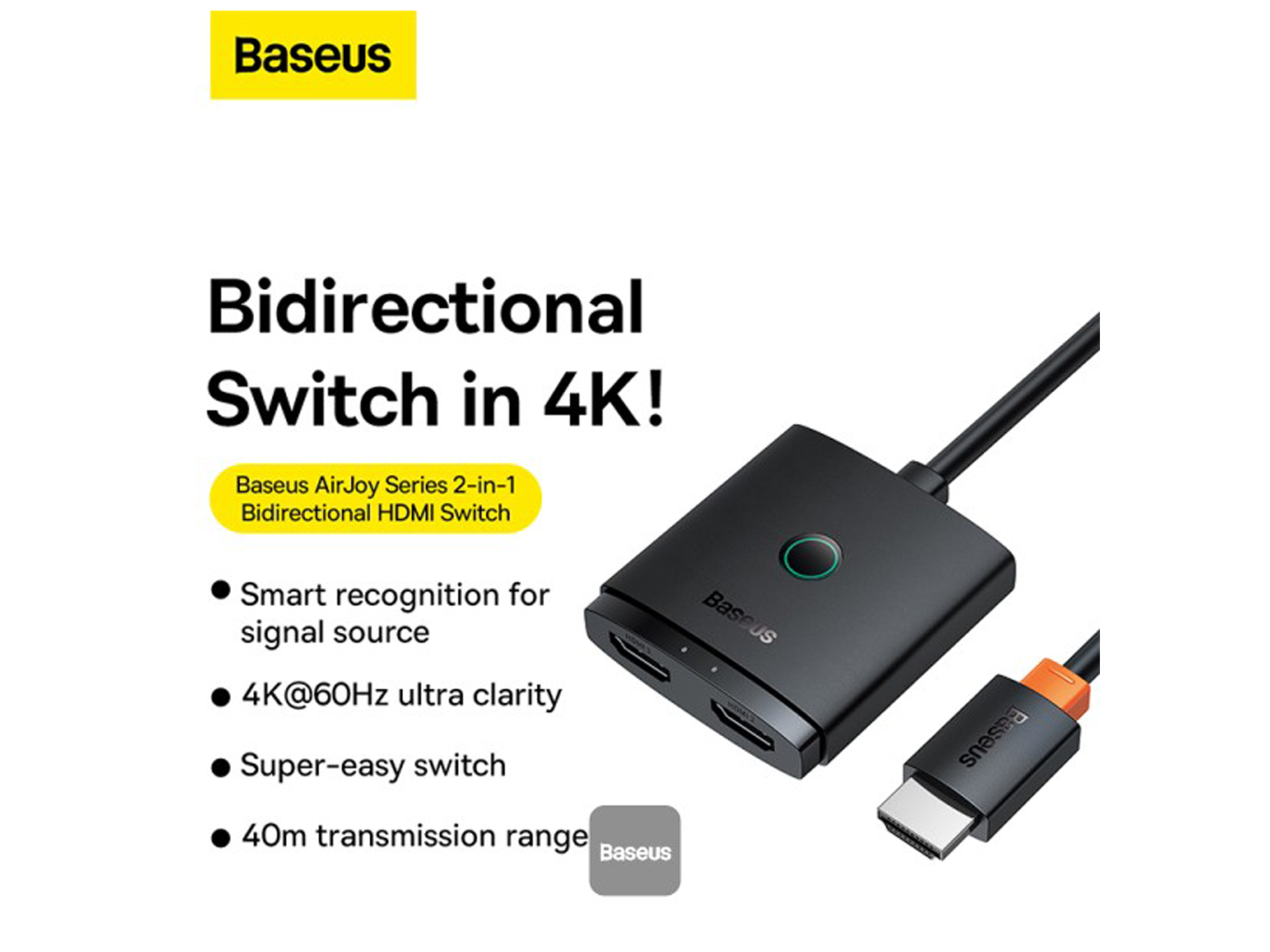Baseus AirJoy Series 2-in-1 Bidirectional HDMI Switch with 1m Cable - Best Prices