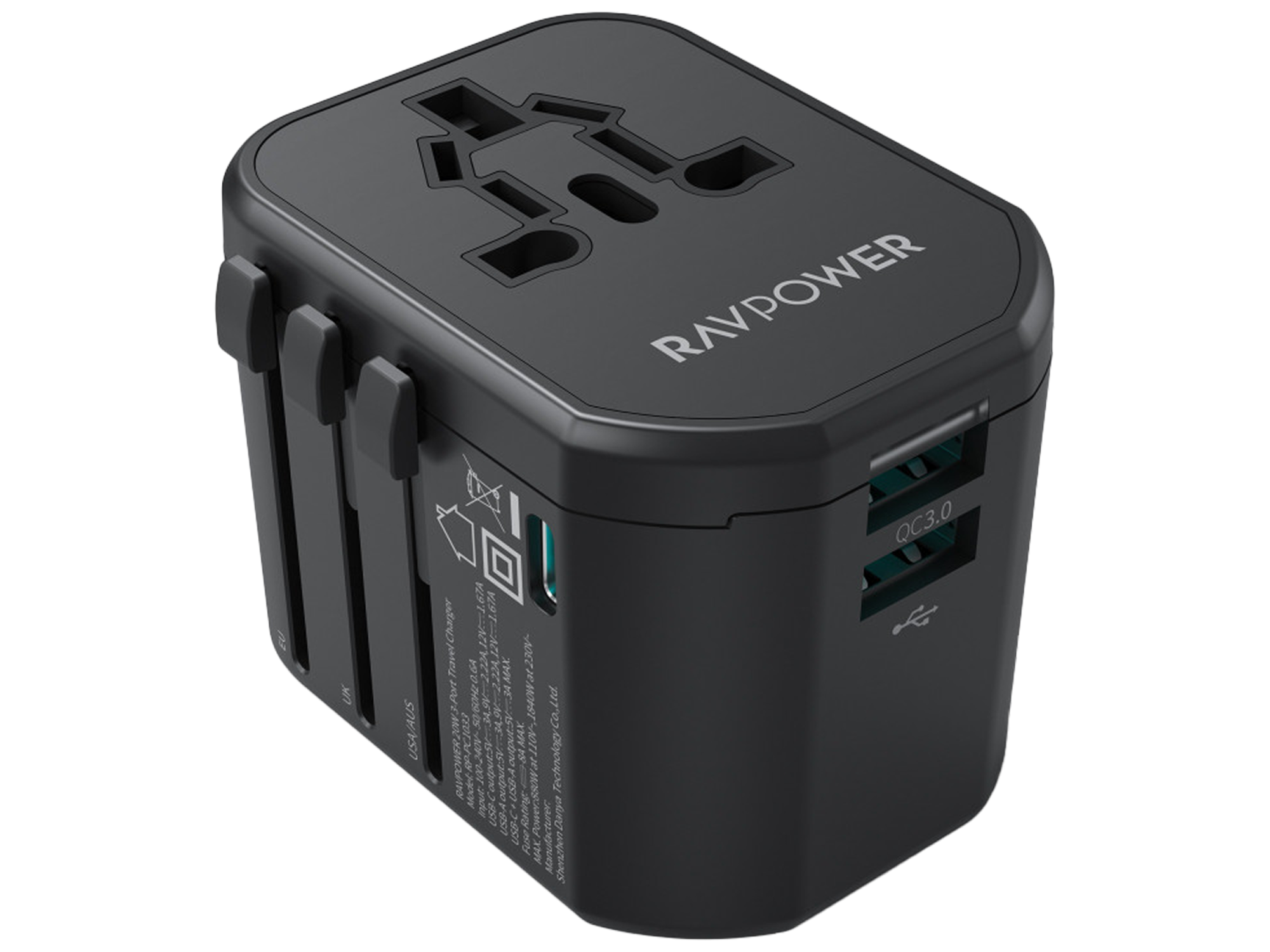 RAVPower 20W Multi-Port Travel Plug with Two USB Ports And A Type-C Port - Best Prices