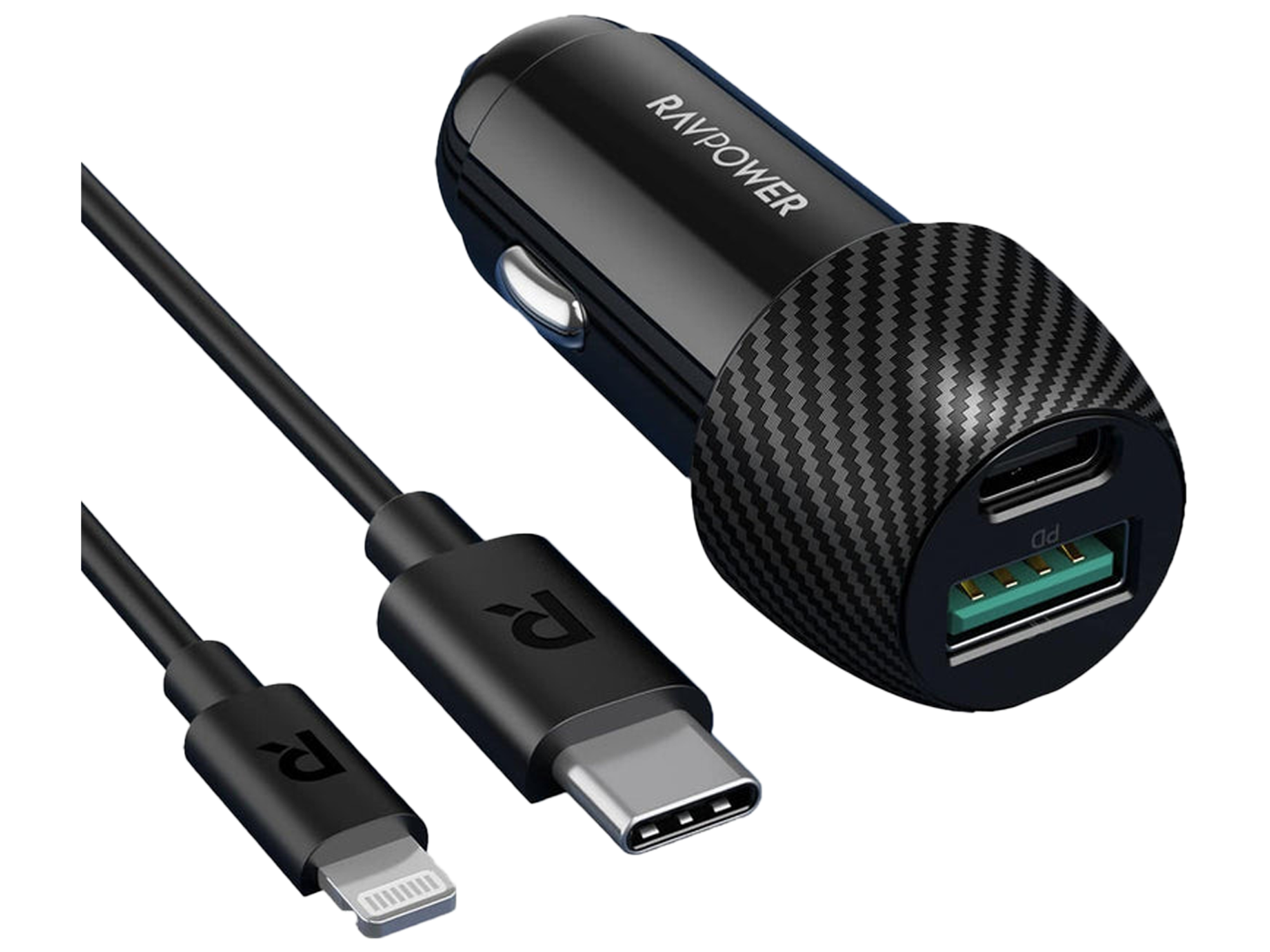 RAVPower RP-VC031 Total 49W Car Charger + 1m Lightning Cable