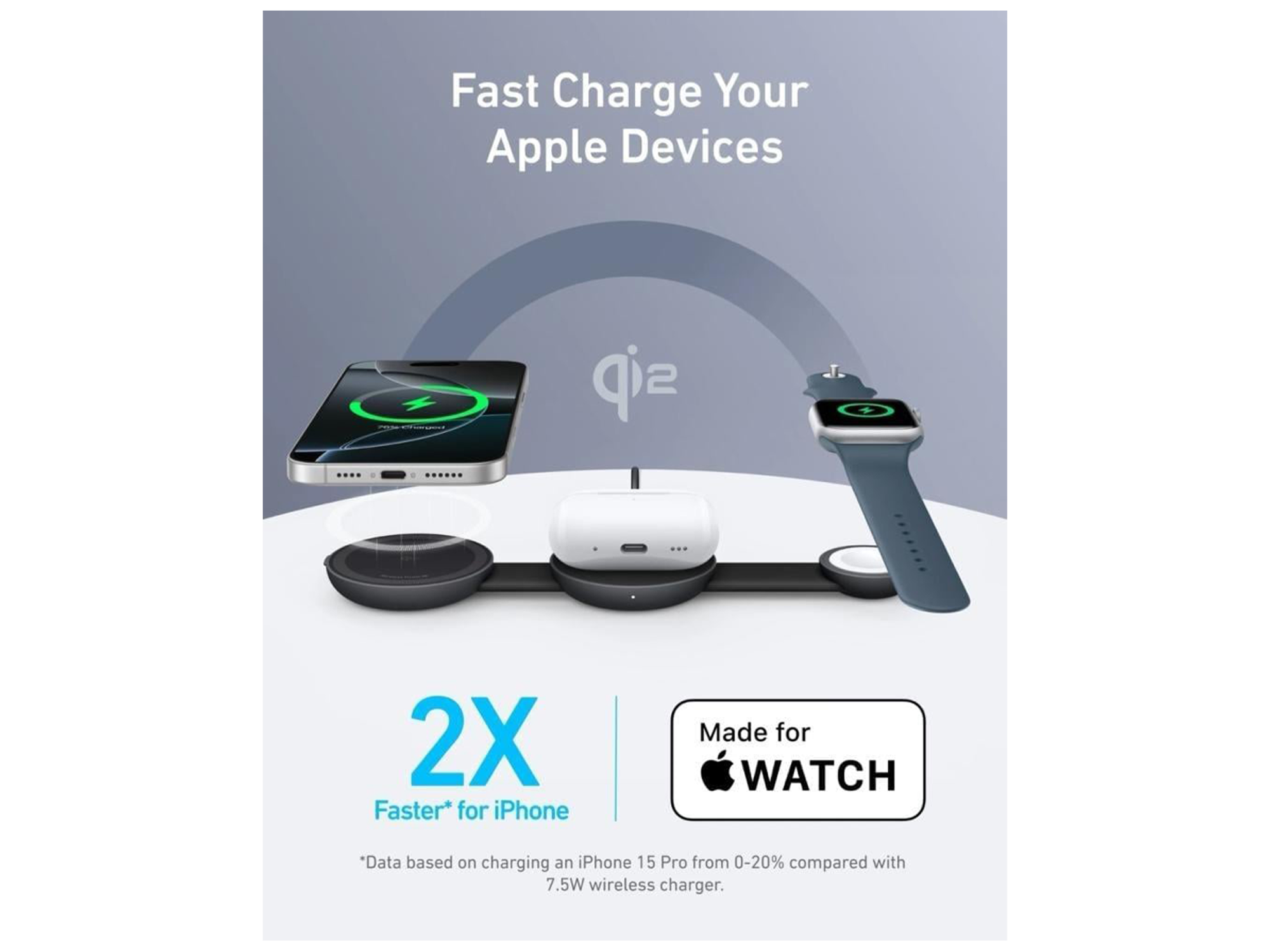 Anker MagSafe Compatible 3-in-1 Wireless Charging Station 15W Foldable Wireless - Best Prices