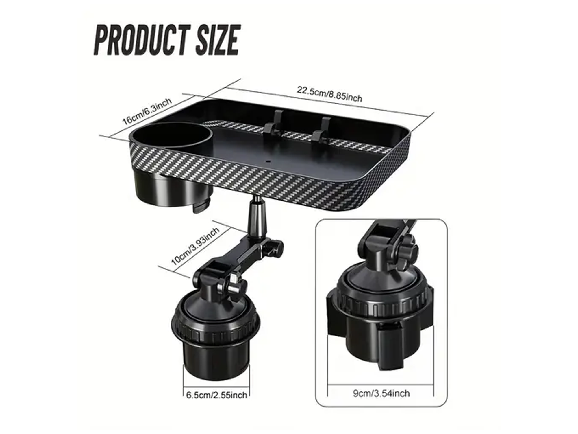 3-in-1 Adjustable Car Cup Holder Tray with Expanding Base & Phone Mount - Best Prices