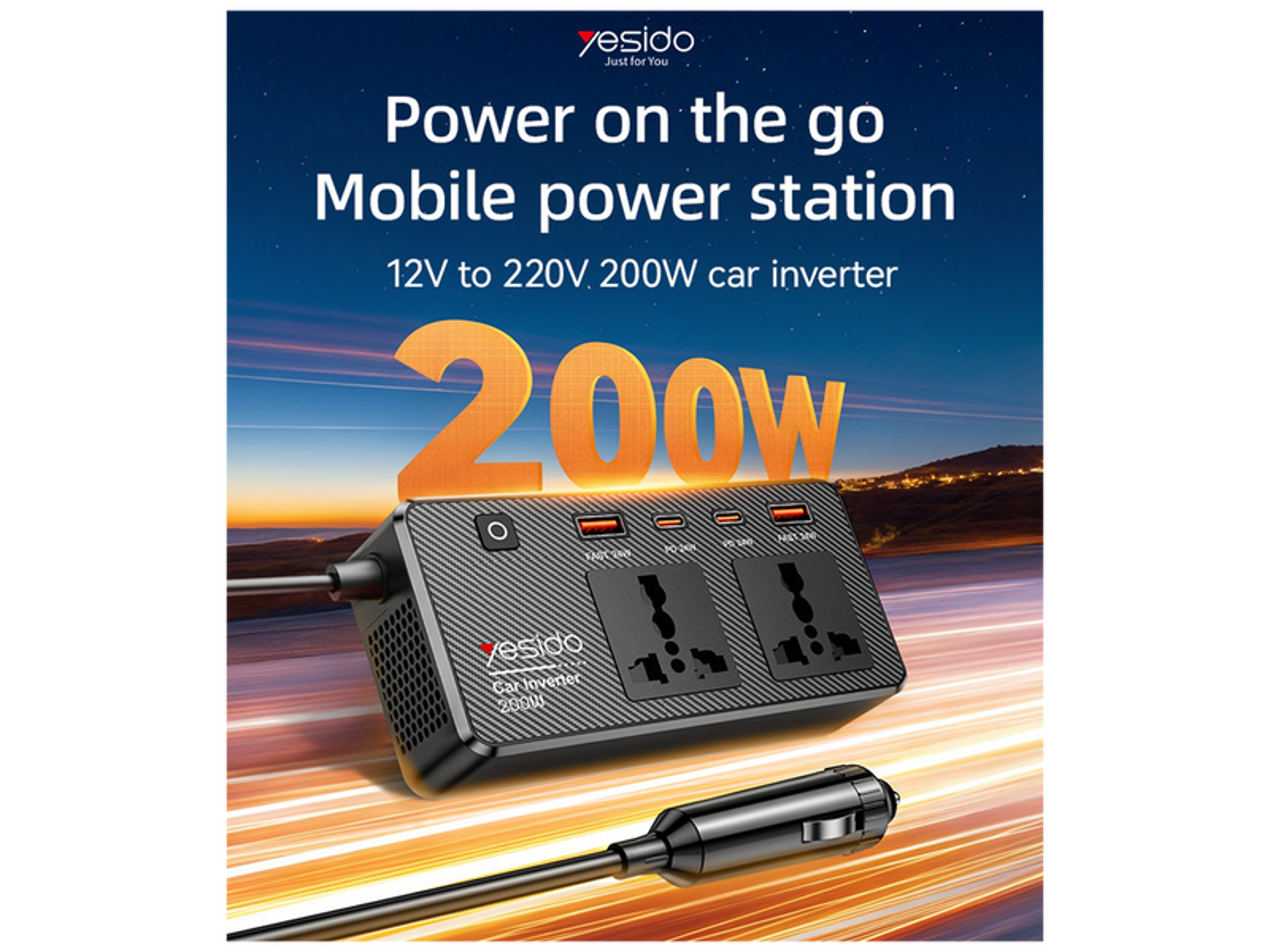 Yesido VC07 Vehicle Power Inverter 200W - Best Prices