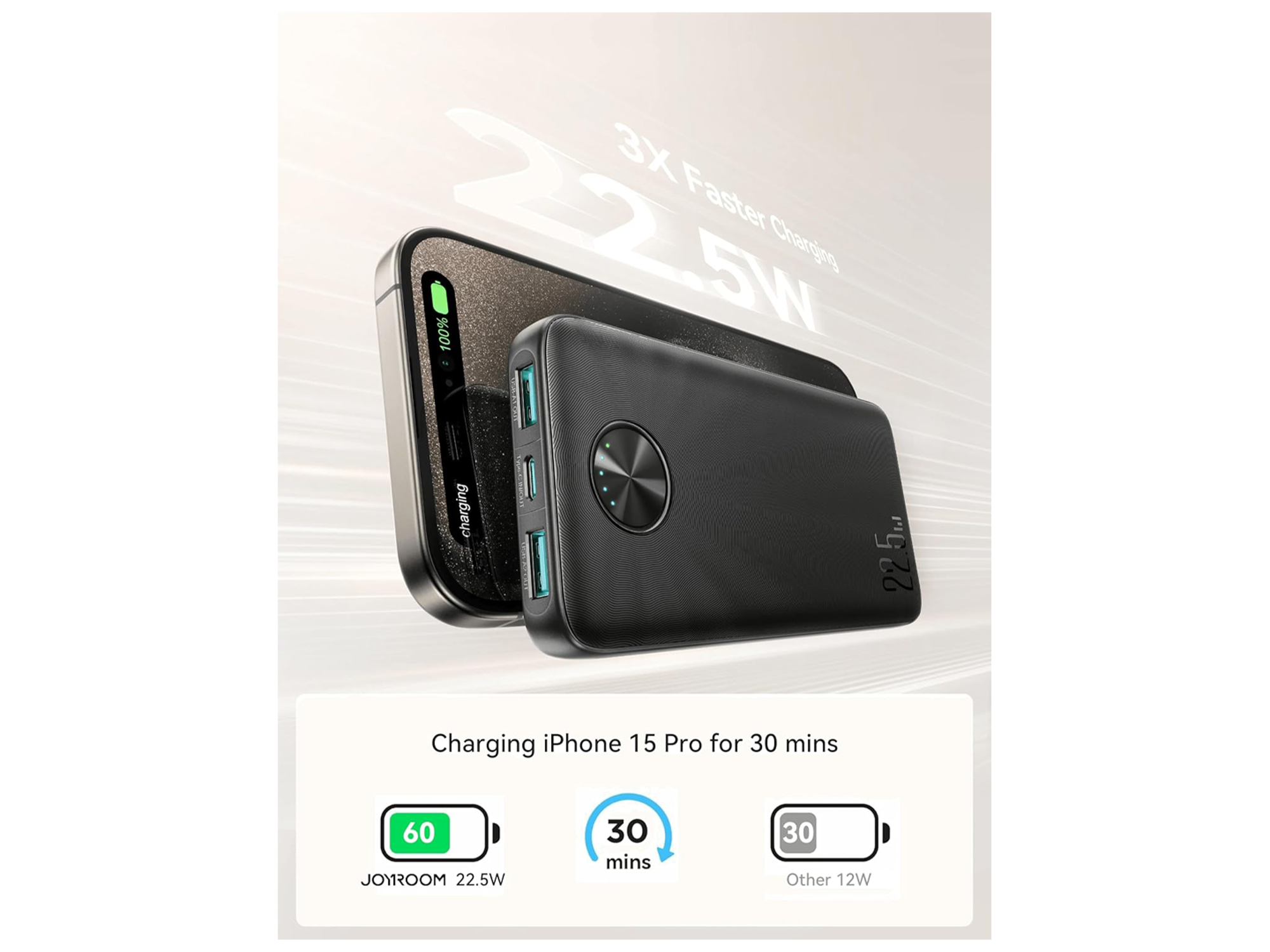 JoyRoom JR-PBF15 22.5W 10000mAh LED Fast Charging Power Bank - Best Prices