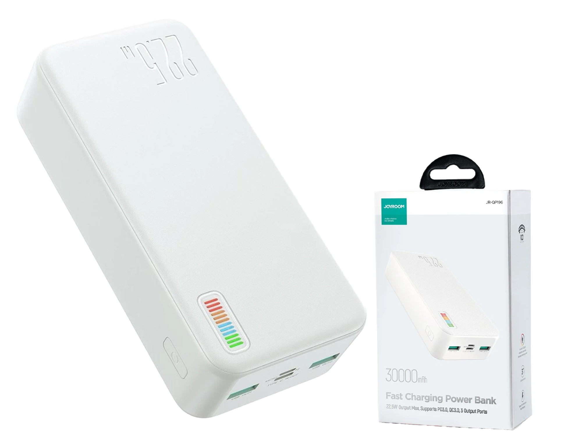 JoyRoom JR-QP196 Dazzling 30000mah 22.5W Fast Charging Powerbank with 4 Color LED Charge Indicator - Best Prices