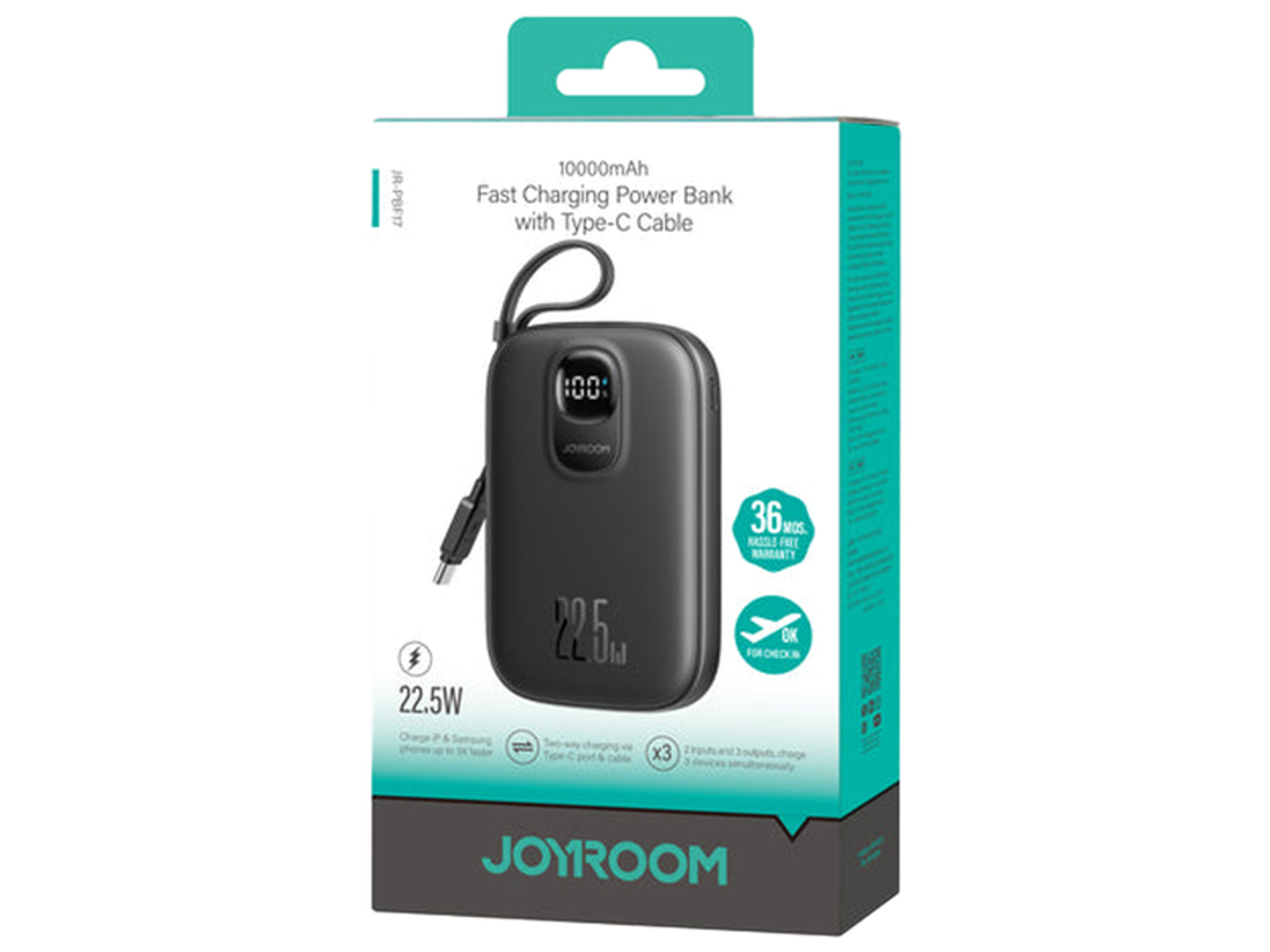 JoyRoom JR-PBF17 22.5W Powerbank Built in Type c Cable 10000mAh - Best Prices
