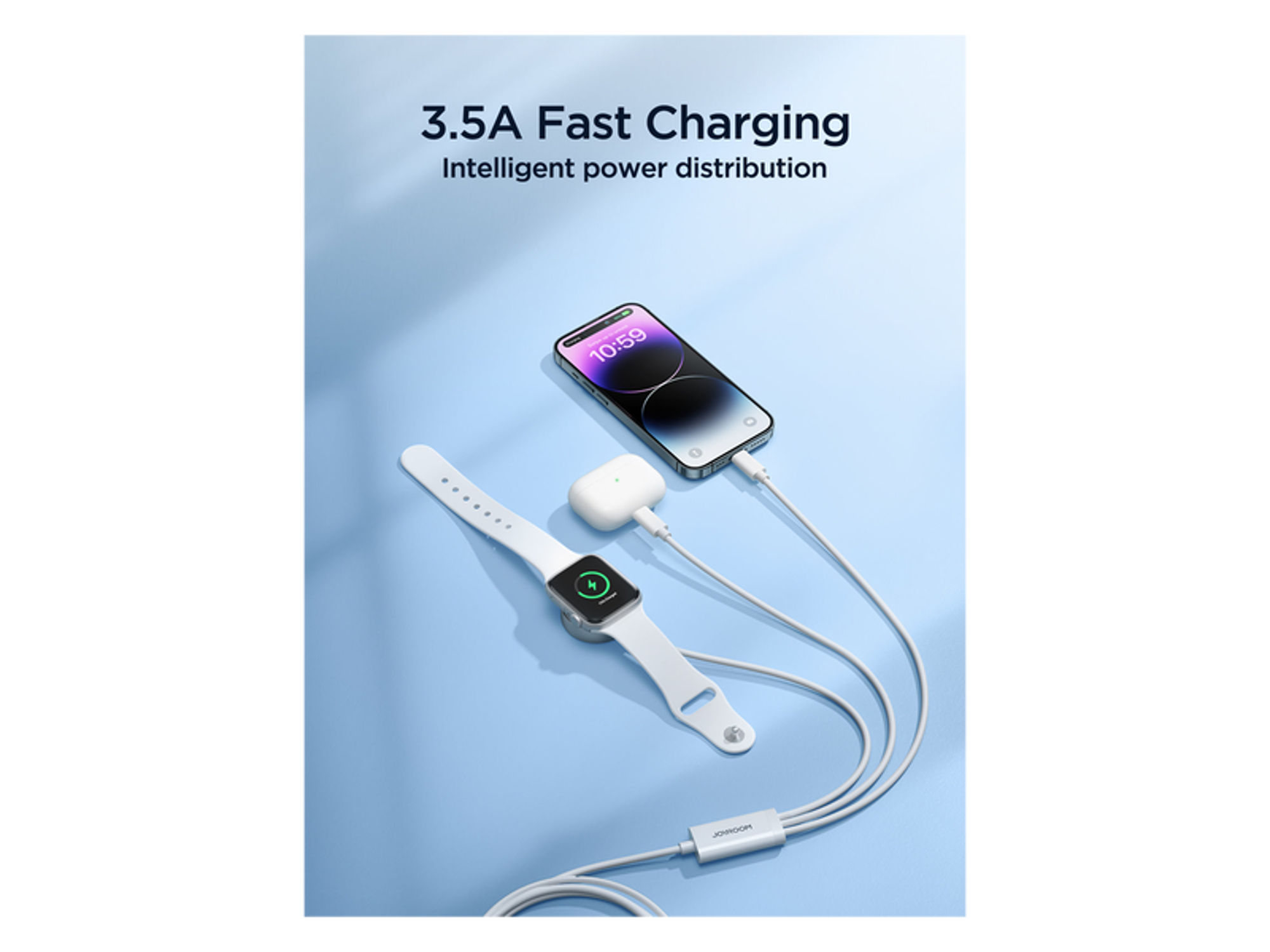 JoyRoom S-IW007 3-in-1 iP Watch Magnetic Charger + Dual Lightning Cable (USB-A) 1.2m - Best Prices