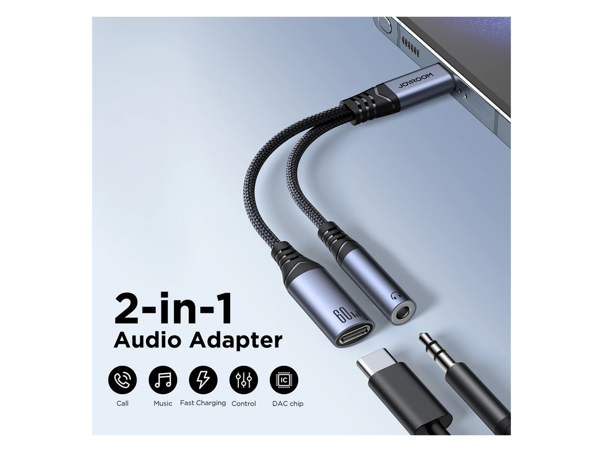 JoyRoom SY-C02 Audio-Transfer Series 2-in-1 Audio Adapter 3.5mm + Type-C - Best Prices