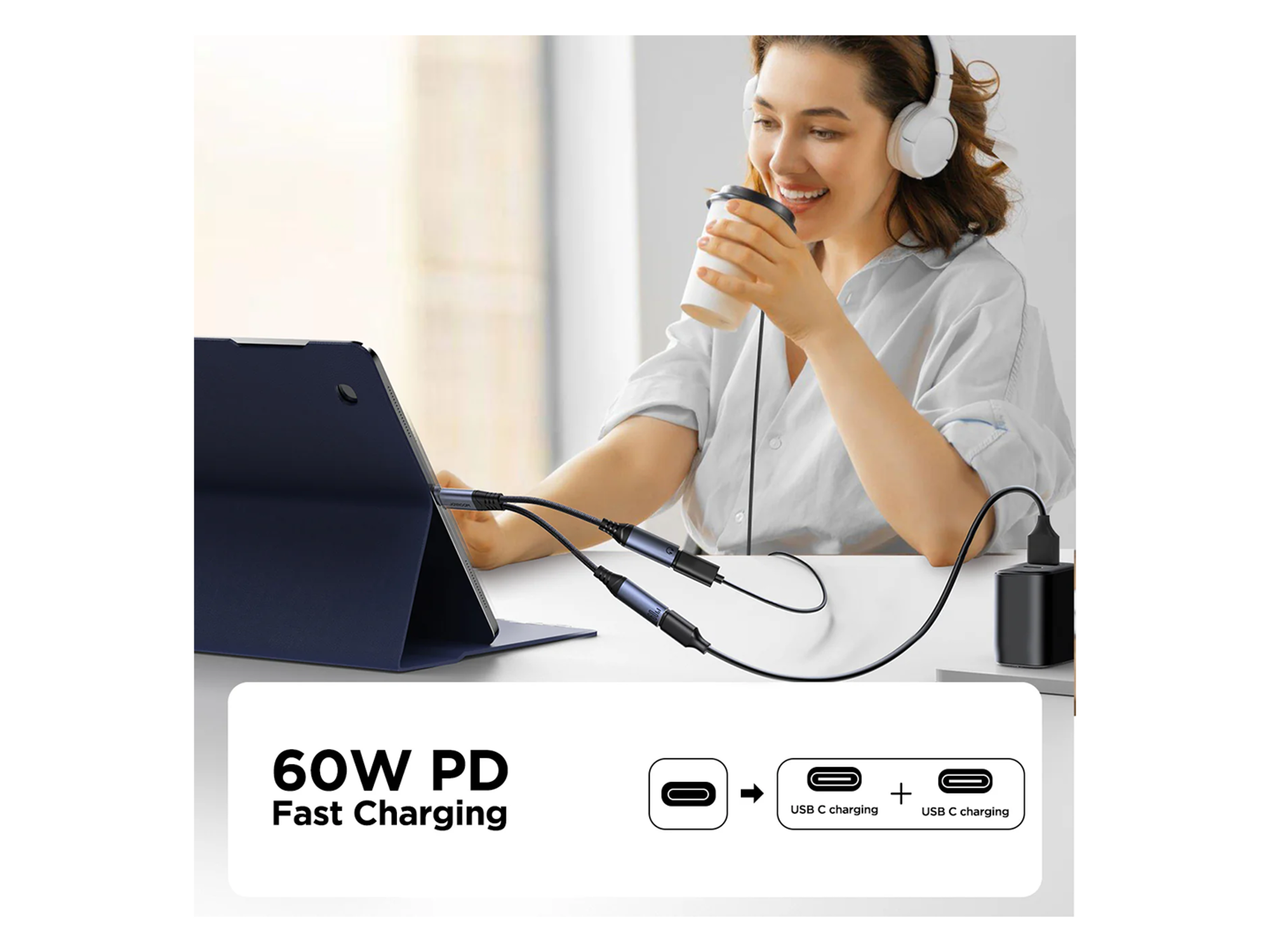 JoyRoom SY-C02 Audio-Transfer Series 2-in-1 Audio Adapter 3.5mm + Type-C - Best Prices